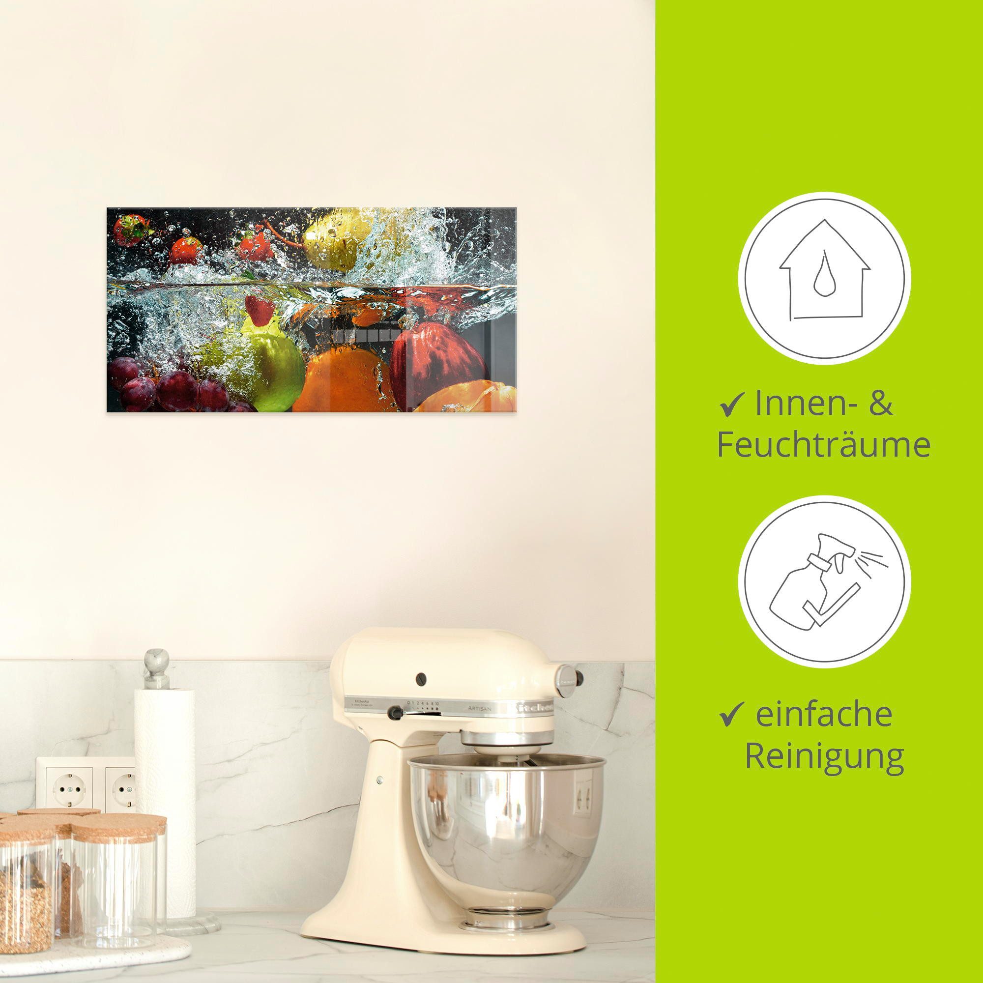 Artland Print op glas Fruit in opspattend water