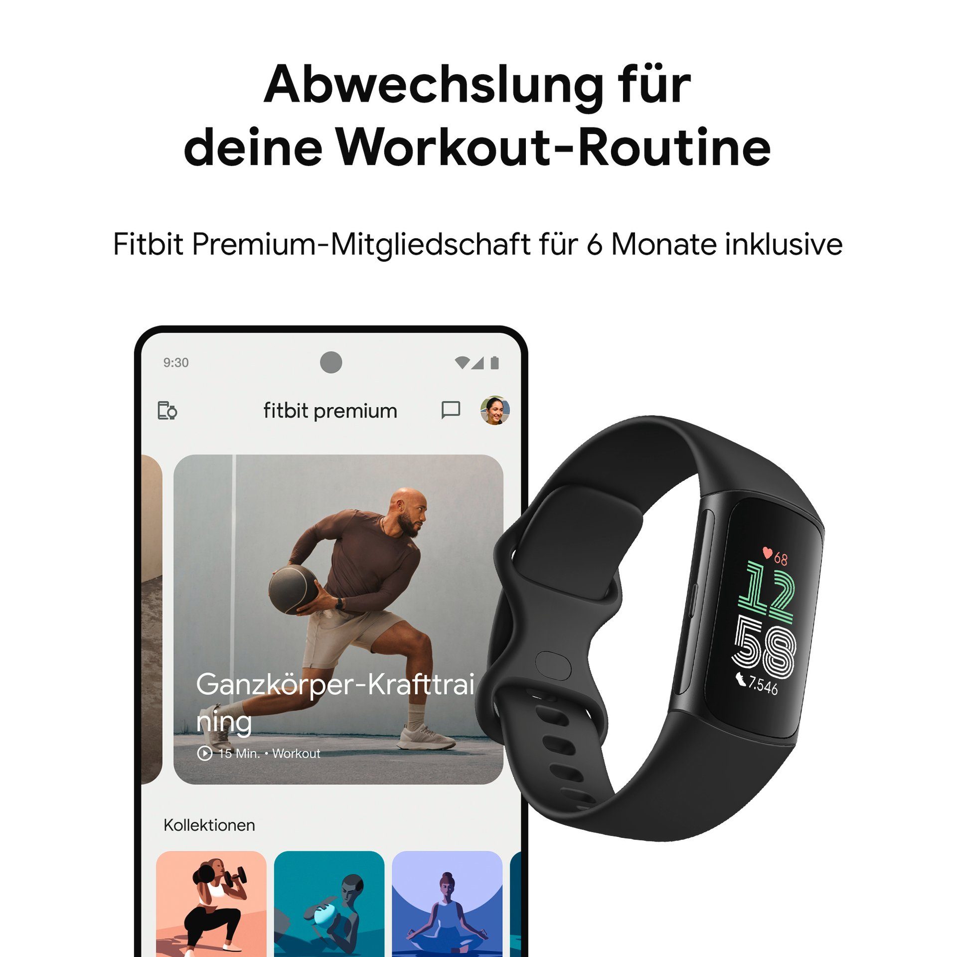 fitbit by Google Fitness-horloge Charge 6 Fitnesstracker GPS EKG SpO2 Google Wallet Maps Youtube Music