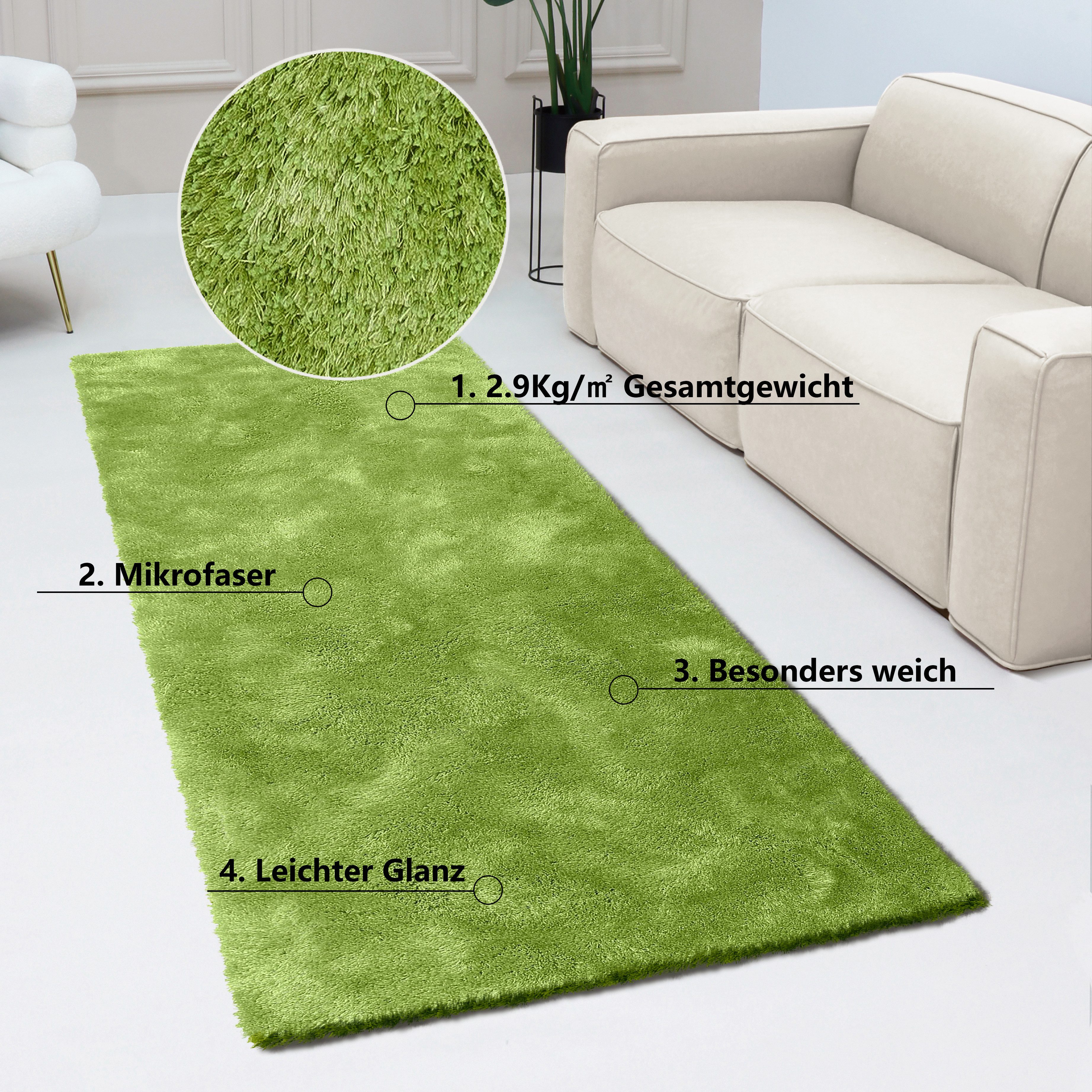 Bruno Banani Hoogpolige loper Dana tapijt, klantenfavoriet Loper, uni, zacht, microvezel, hal, entree, woonkamer, slaapkamer