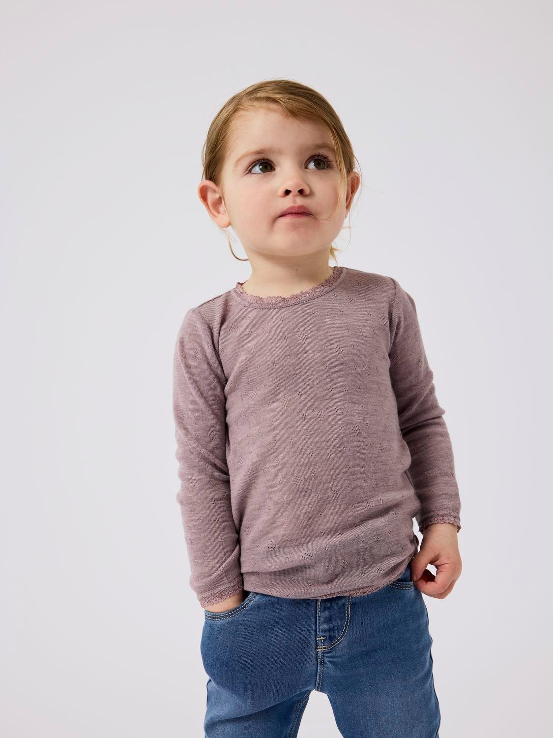 Name It Shirt met lange mouwen NMFWANG WOOL NEEDLE LS TOP SOLID NOOS