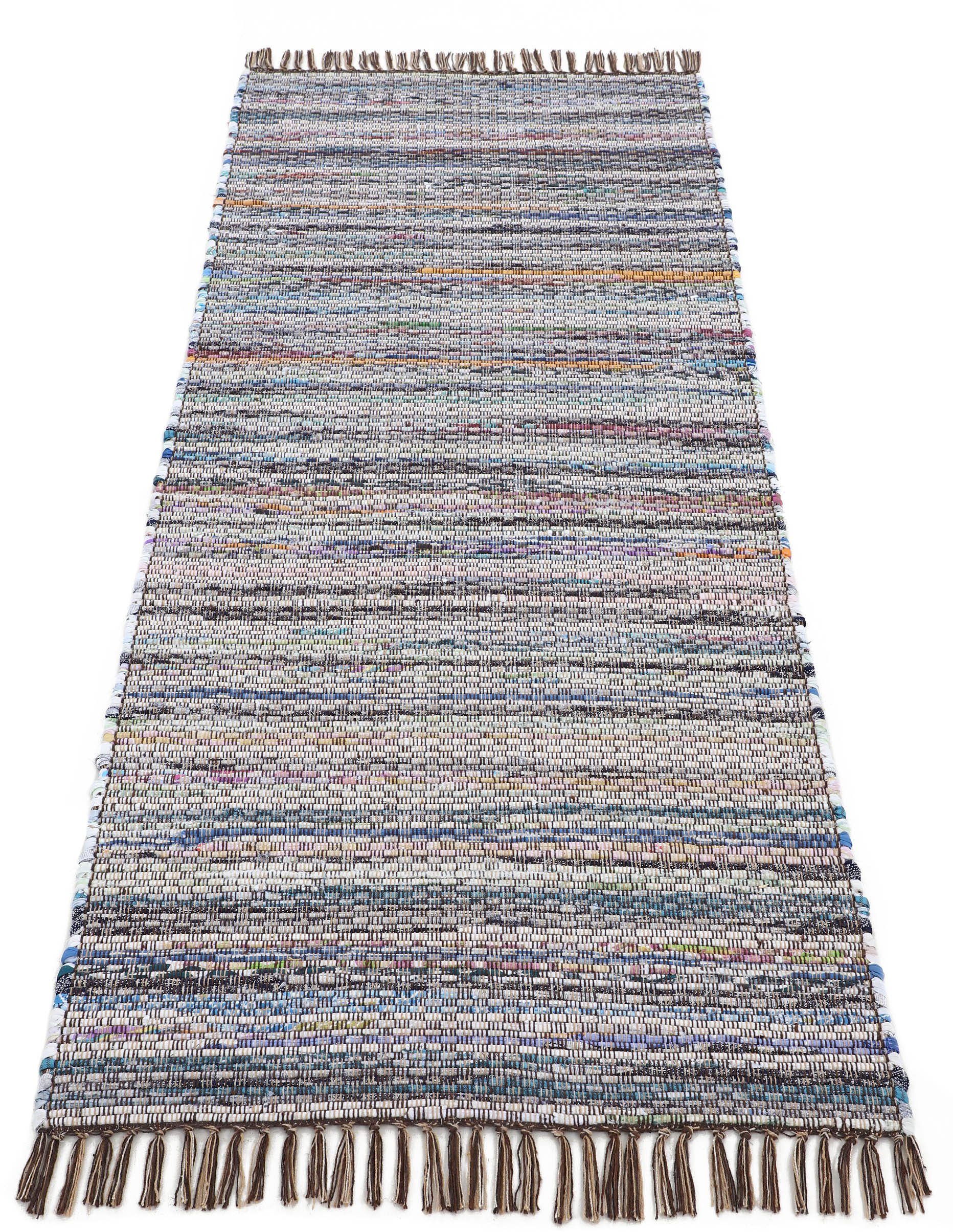 carpetfine Vloerkleed Kelim Chindi, omkeerbaar tapijt handgeweven, patchwork tapijt met franjes, ook verkrijgbaar in loperformaten moderne