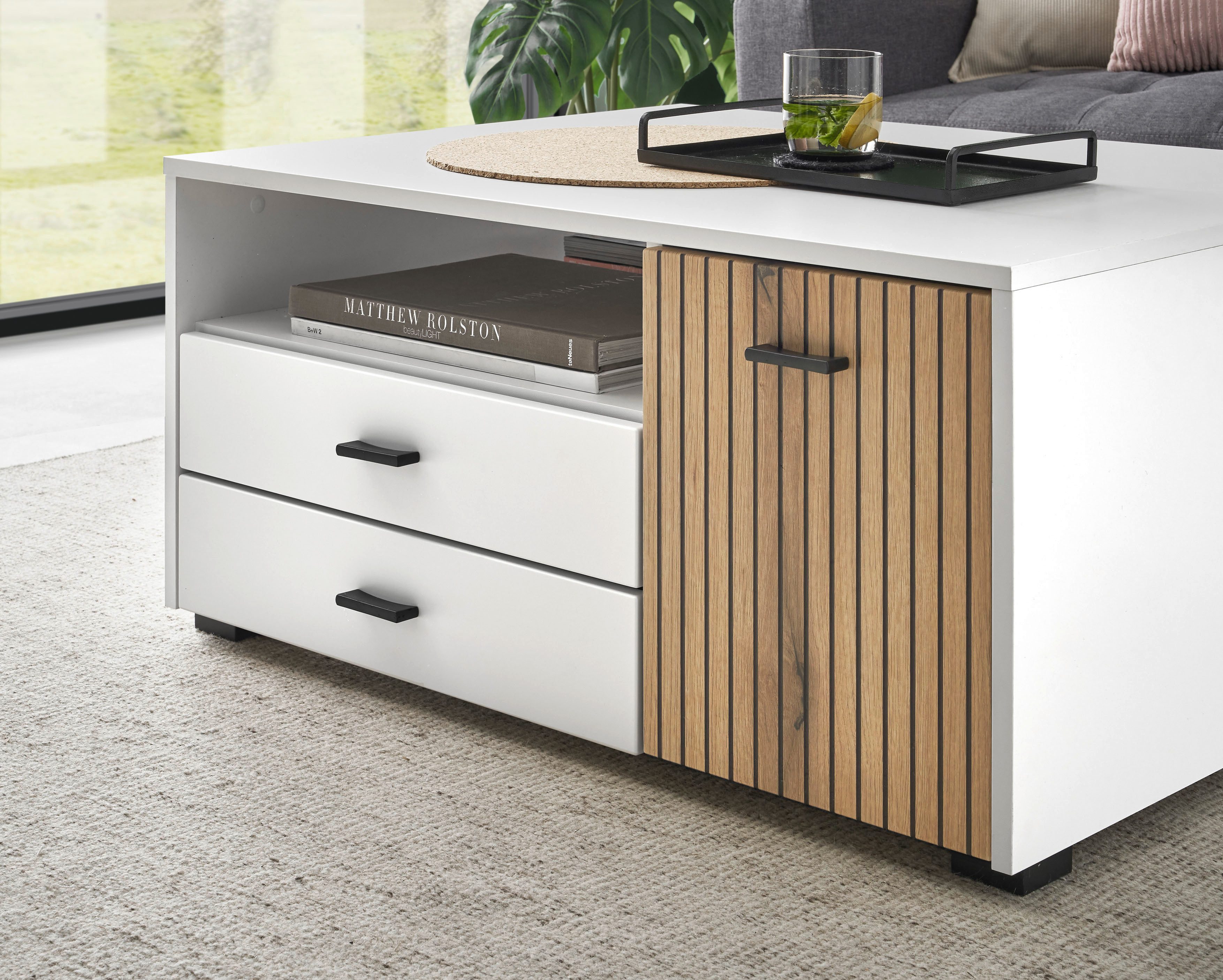 INOSIGN Salontafel Hudson in moderne trendkleur, handgrepen van metaal (zwart), breedte 90 cm