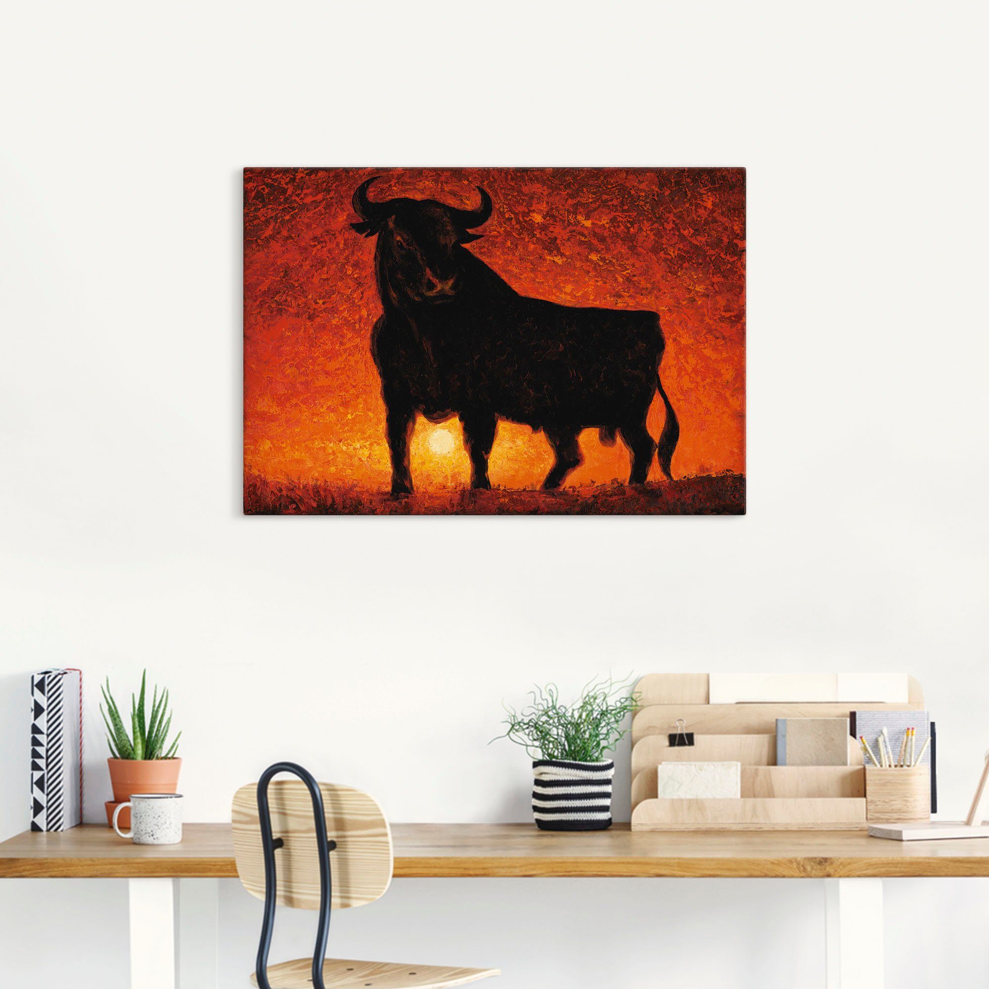Artland Artprint op linnen Andalusische stier gespannen op een spieraam