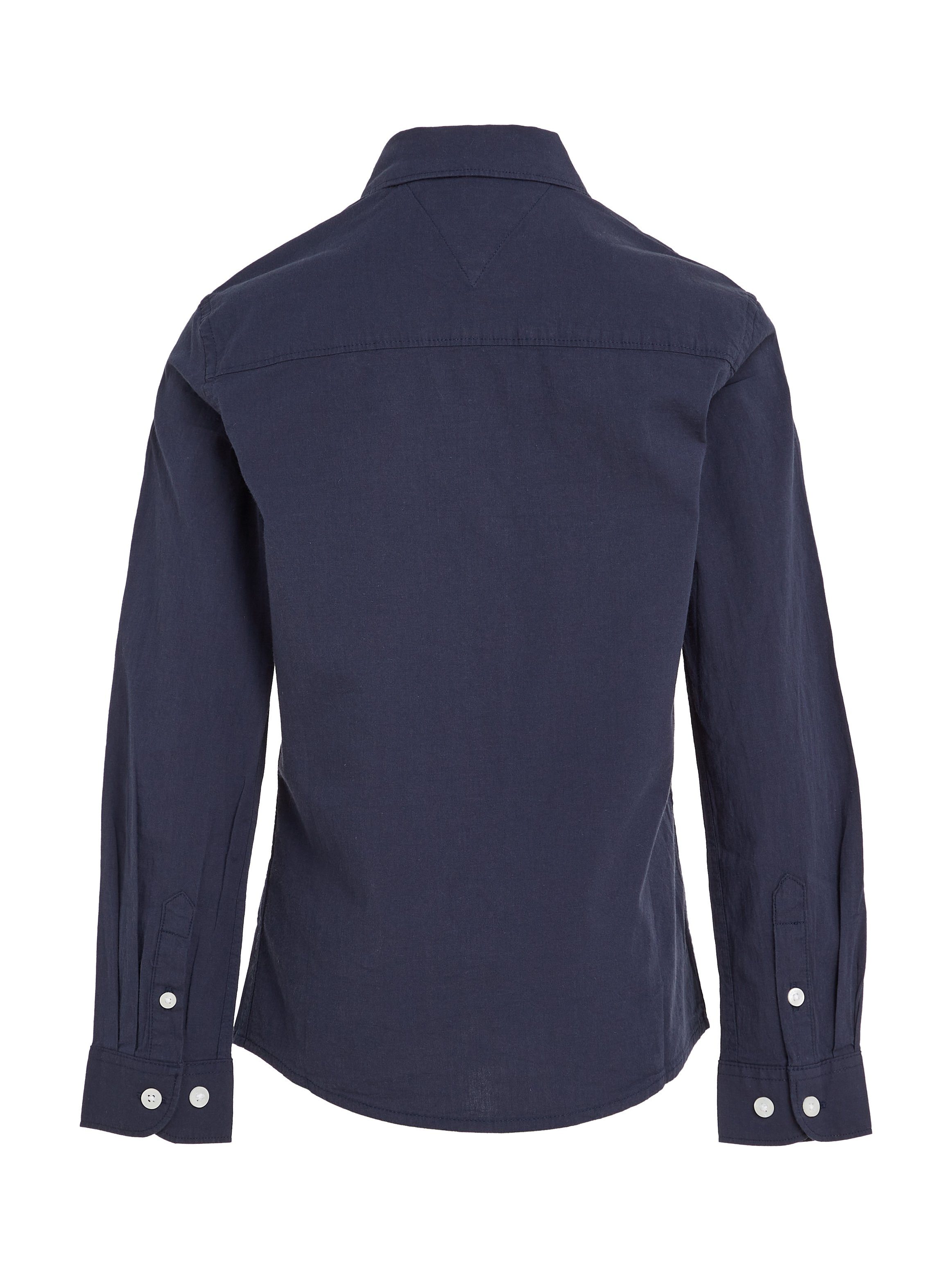 Tommy Hilfiger Overhemd met lange mouwen SOLID STRETCH POPLIN SHIRT L/S Kinderen Kids Junior MiniMe, voor jongens