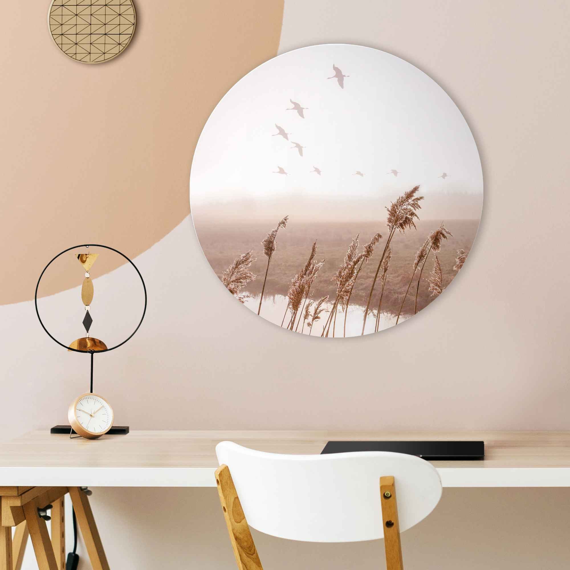Reinders! Artprint vliegende ganzen zomer - hemel - pampagras - horizon