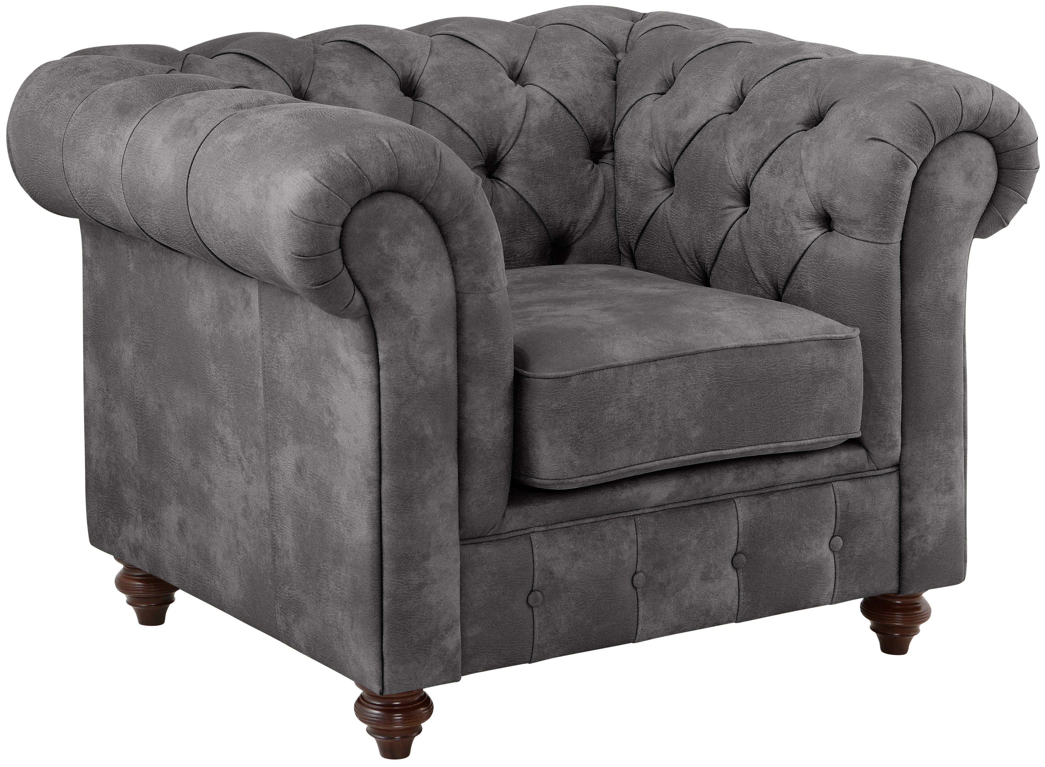 Home affaire Fauteuil Chesterfield B/D/H: 105/69/74 cm met hoogwaardige knoopdetails, ook in leer