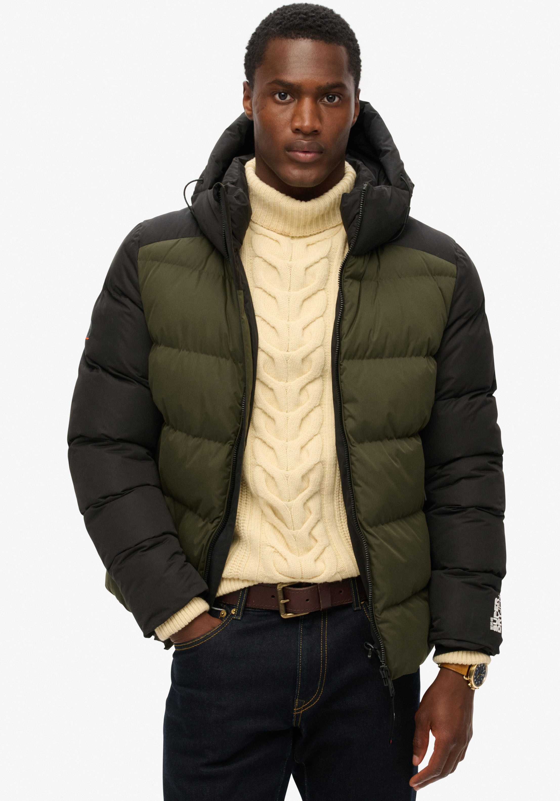 Superdry Gewatteerde jas HOOD COLOUR BLOCK SPORT PUFFER