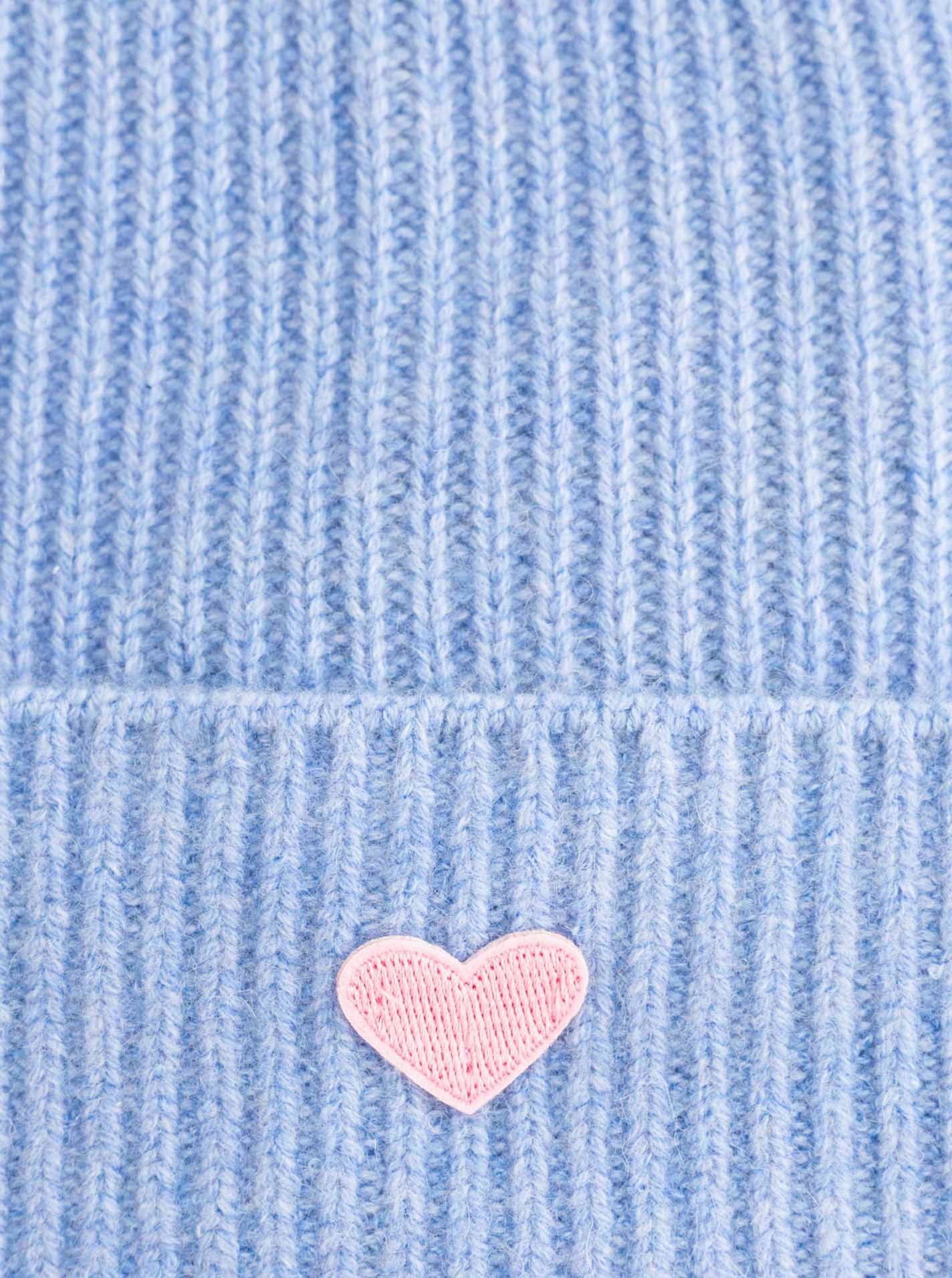 Zwillingsherz Beanie with Heart-Patch Ribbreisel, met brede omslag, verwarmend
