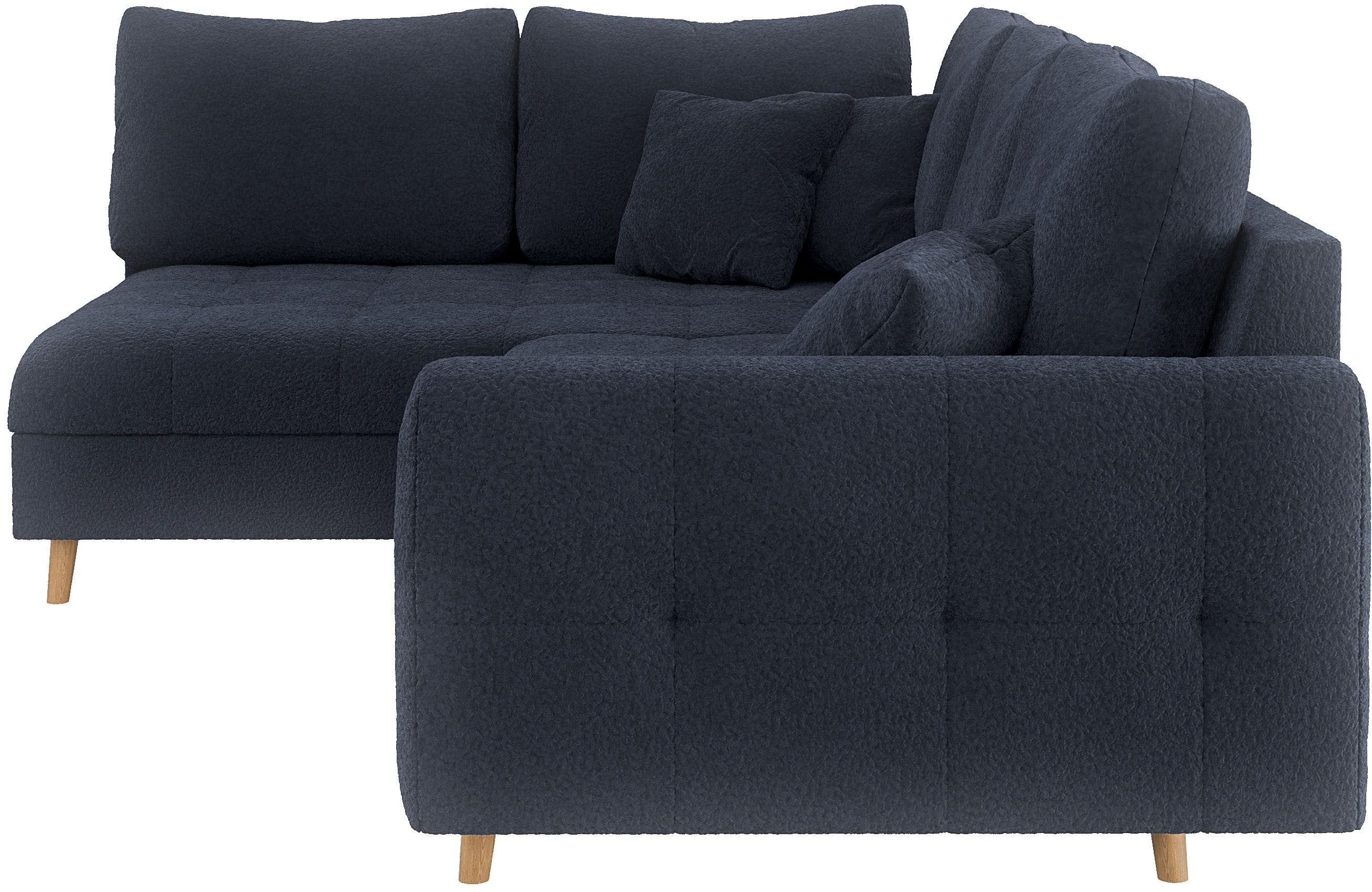 Home affaire Hoekbank CHARRE L-vorm met ottomane, afmetingen B/D/H: 231/161/81 cm fijne stiksels, losse rug- en sierkussens, ook in cord en bouclé