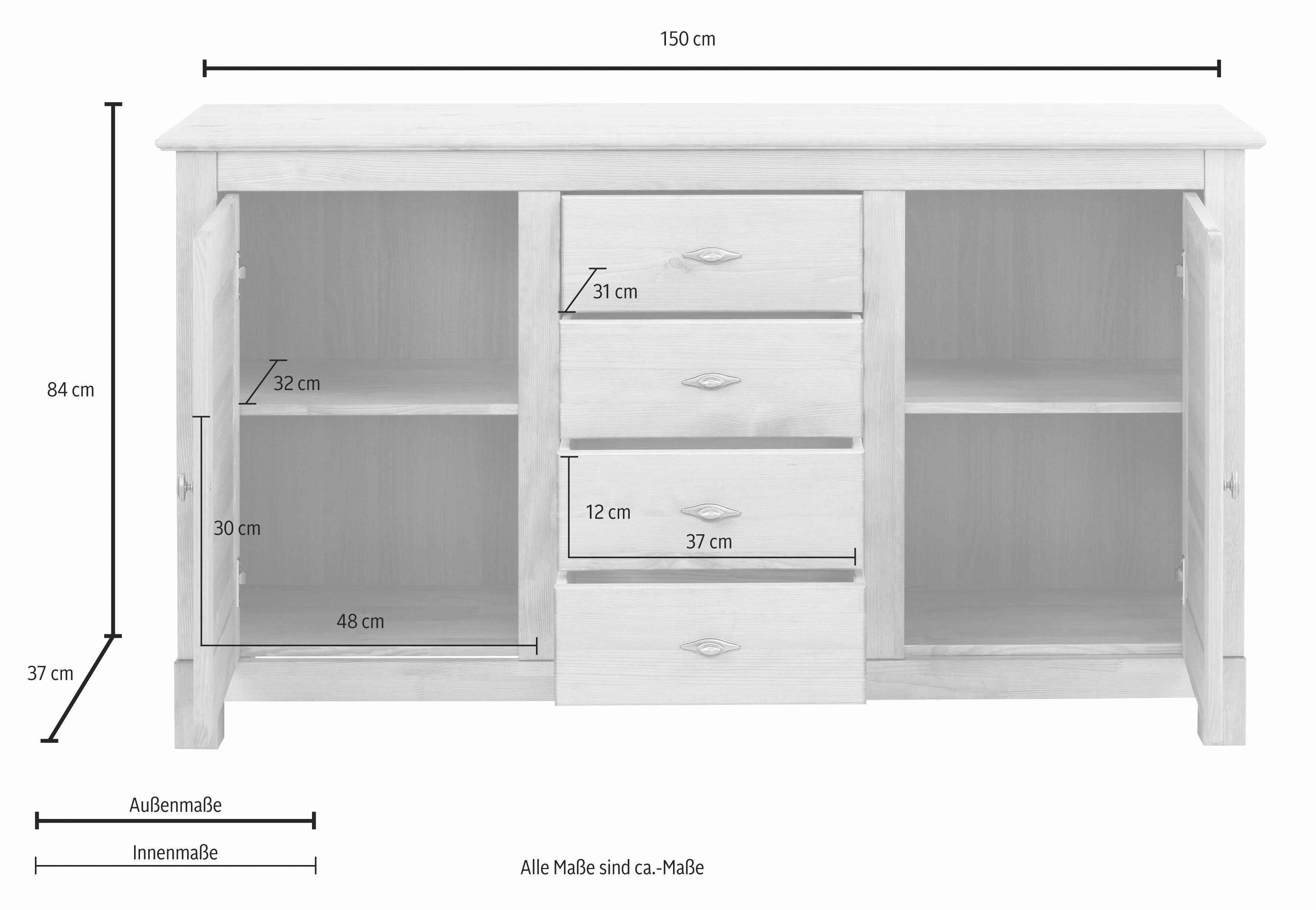 Home affaire Dressoir Rauna Commode, B/D/H: 150/37/84 cm
