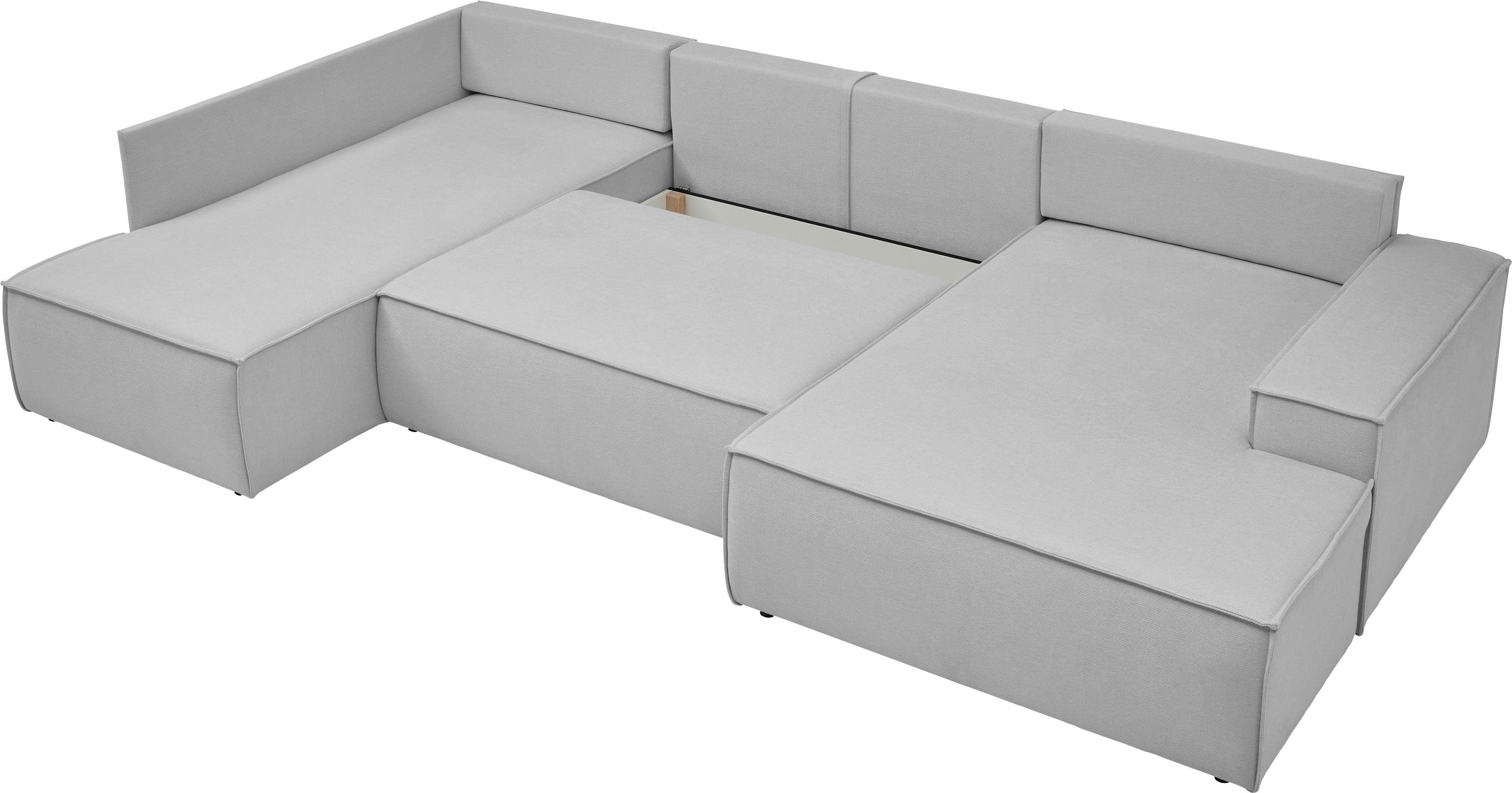 andas Zithoek FINNLEY U-model XXL 329 cm, bedbank, slaapfunctie m. bedkist