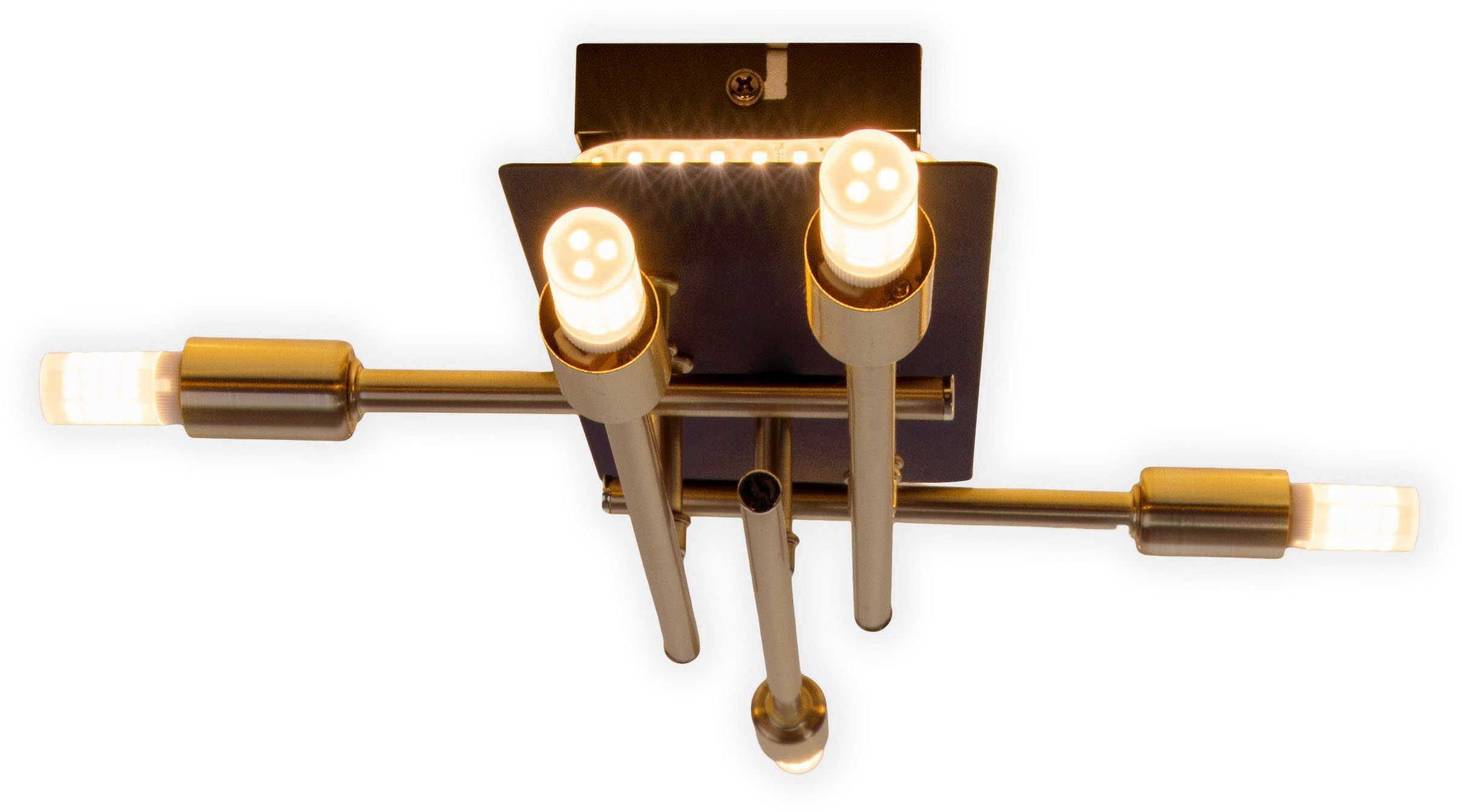 näve Led-plafondlamp ANCONA zwart/goudkleur, met led backlight lichtkleur warmwit, excl. 5x g9 (1 stuk)