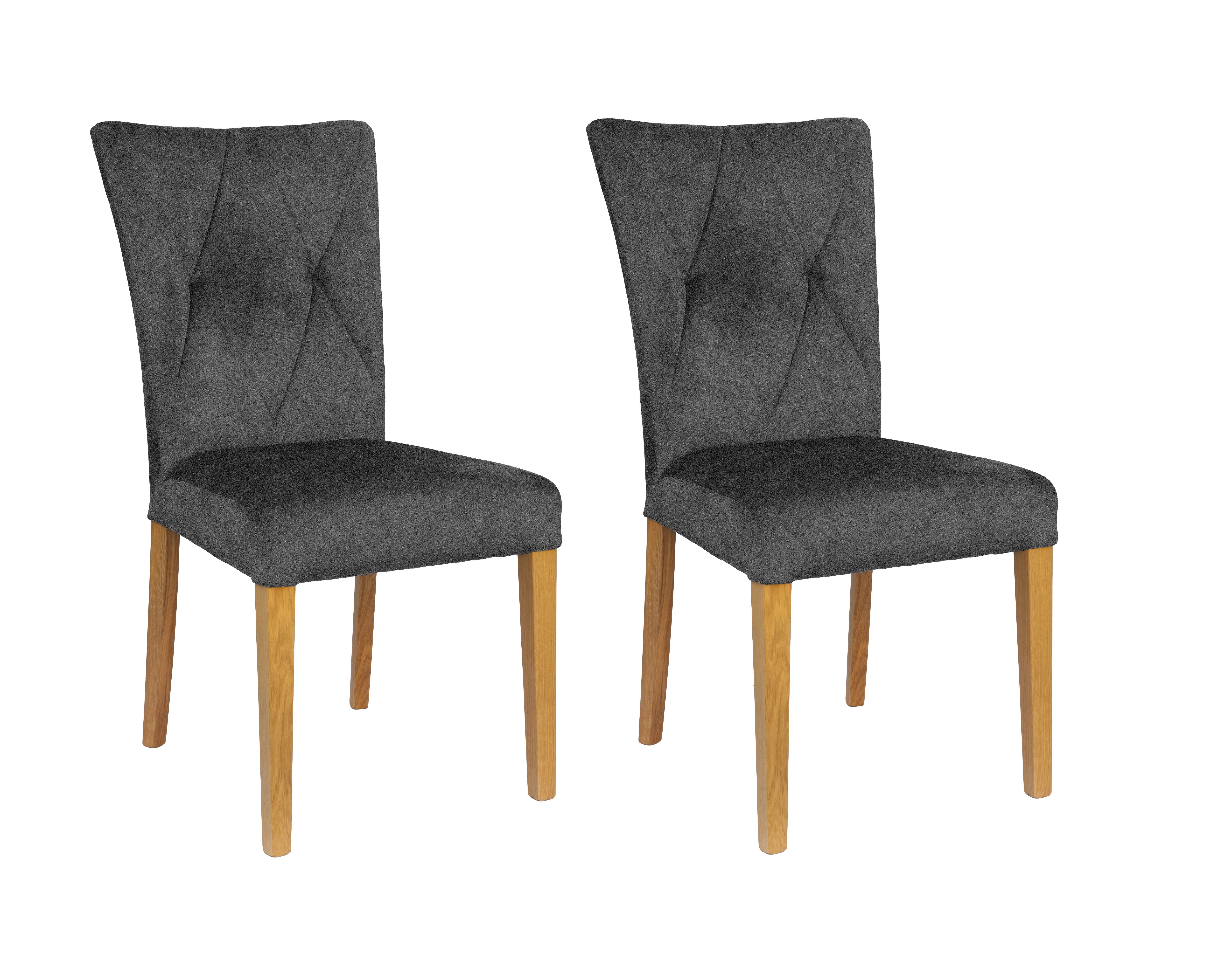 Home affaire Stoel met 4 poten Diamond Zitting en rugleuning zacht verdikt (set, 2 stuks) gestoffeerde stoelen grijs