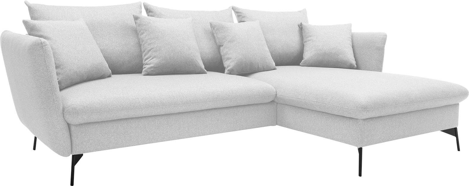 andas Hoekbank LIVORNO,258 cm, L-model, Slaapfunctie en bedlade (139/224 cm), fluweel, structuur, geweven stof