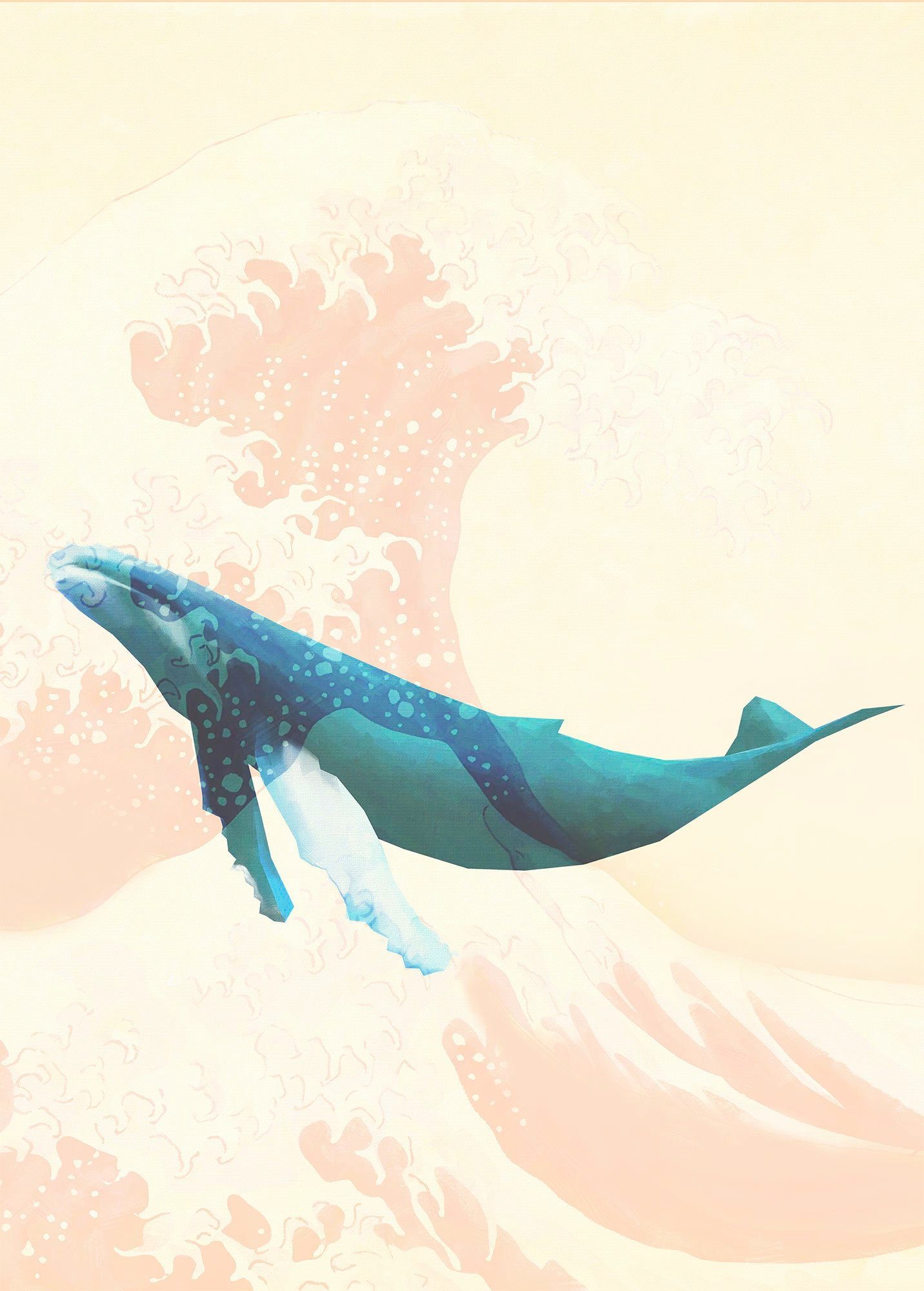 Komar Vliesbehang Digitale print vlies - Whale Voyage - Afmeting 200 x 280 cm zelfklevend behang multicolor
