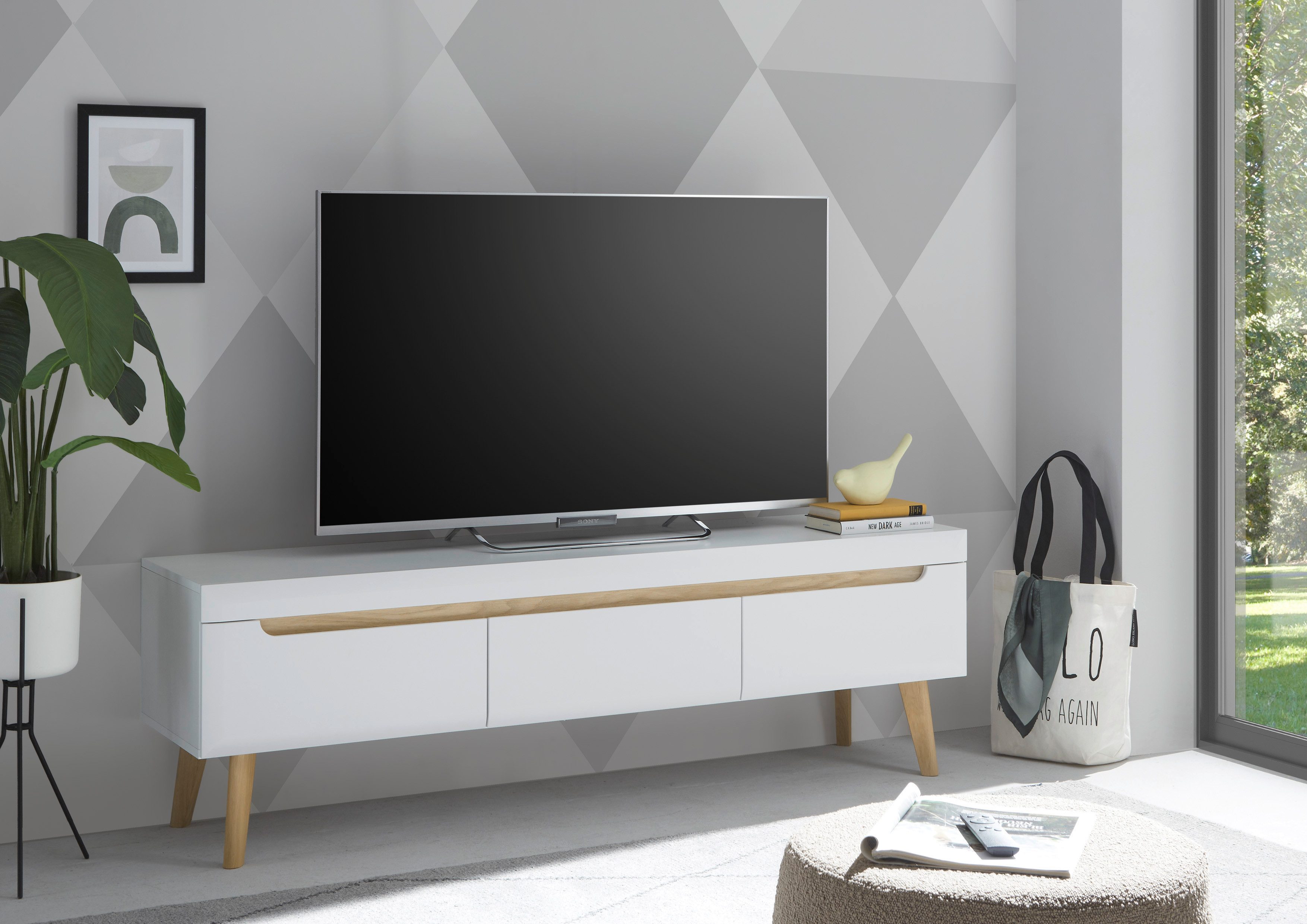 INOSIGN Tv-meubel Torge, TV-kast, TV-kommode, televisiekast, TV-bord afgeschuinde poten, drie kleuren, scandi design, 160 cm breed (1 stuk)