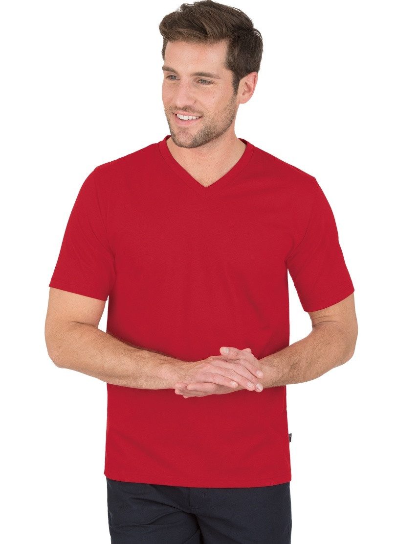 Trigema T-shirt Trigema V-Shirt DELUXE katoen (1-delig) heren t-shirts maat L rood
