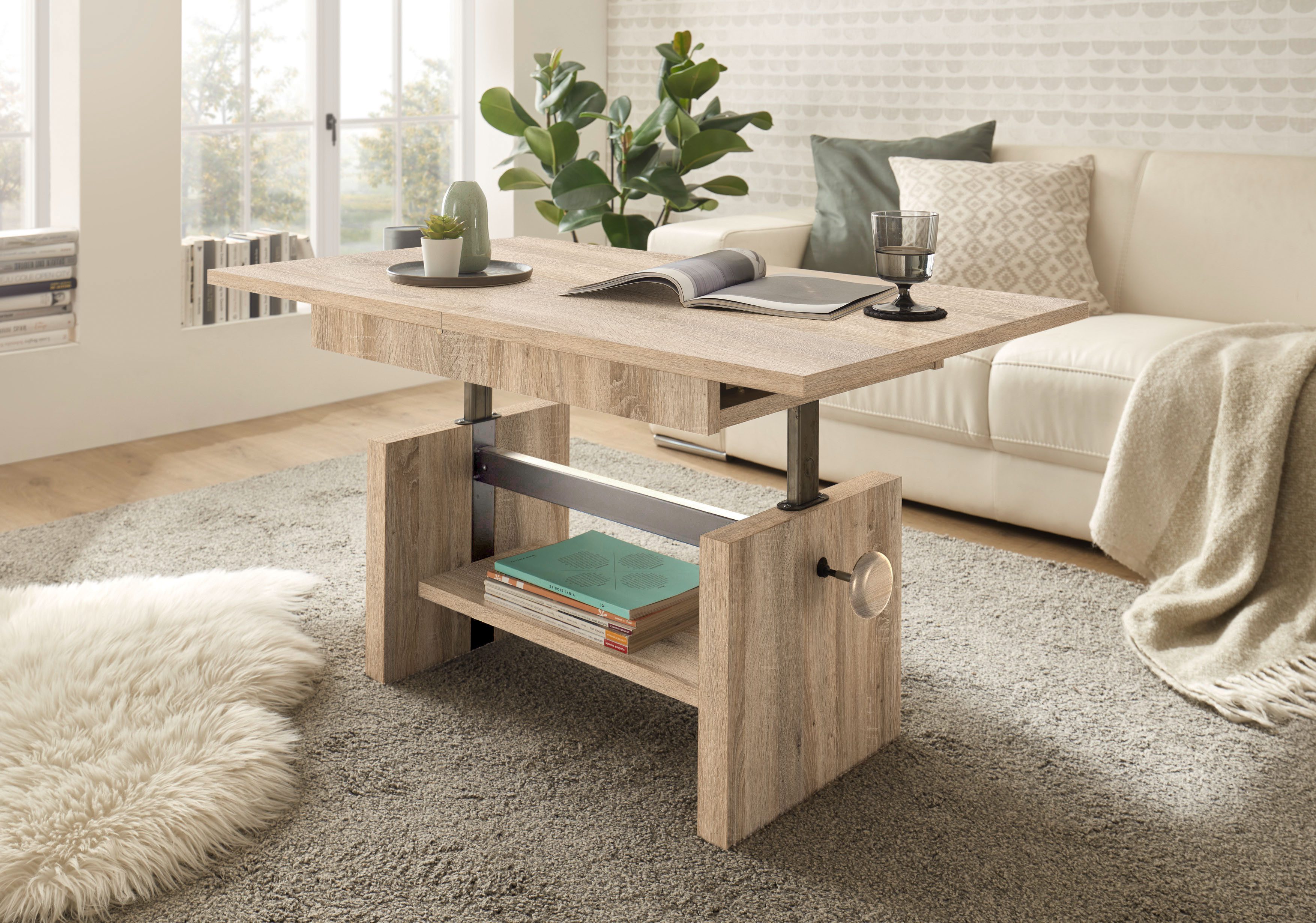 Stolkom Salontafel Event hoogte verstelbaar, uitschuifbaar, BxHxD 110-150x48-63x65 cm Hoogte verstelbaar met liftmechaniek en uittrekbaar in 3 kleurvarianten