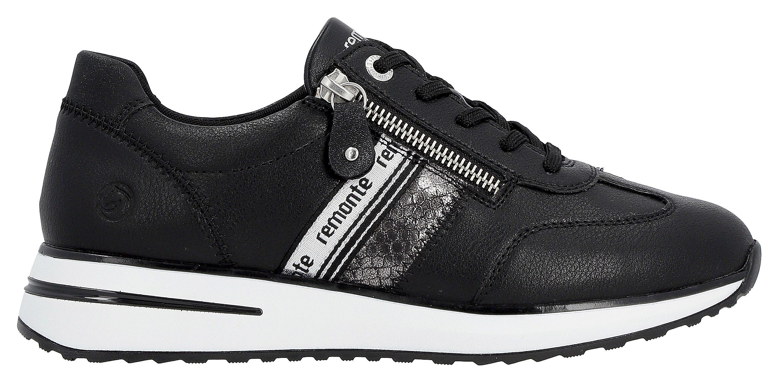 Remonte Sneakers met sleehak met zijrits, vrijetijdsschoen, lage schoen, veterschoen