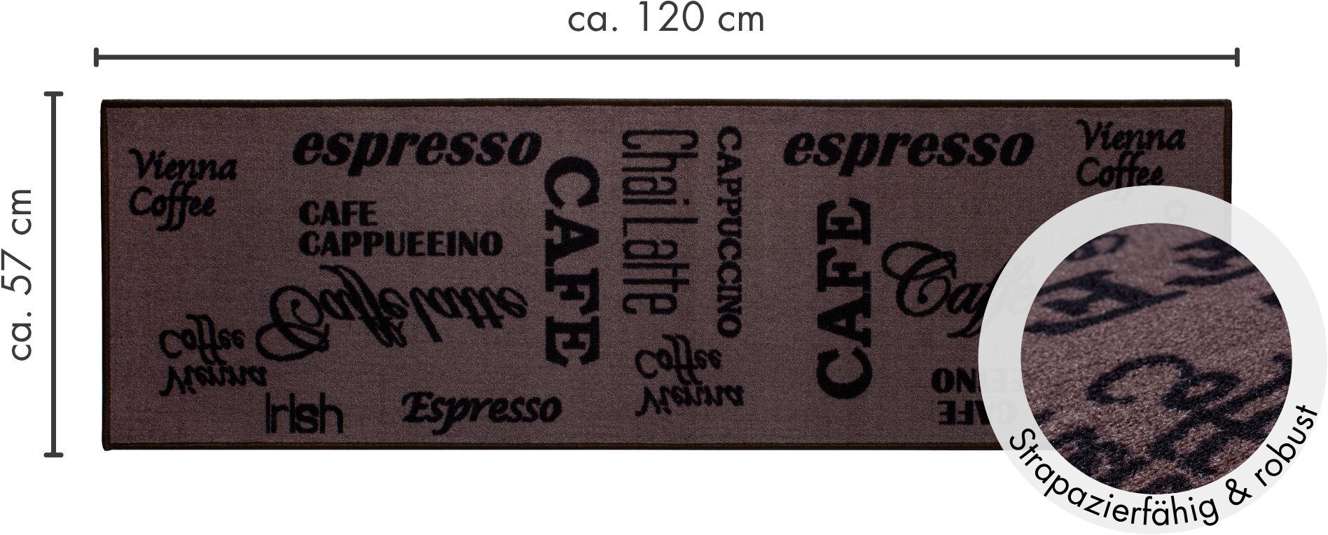 Andiamo Keukenloper Espresso met opdruk, antislip, keuken, klantfavoriet