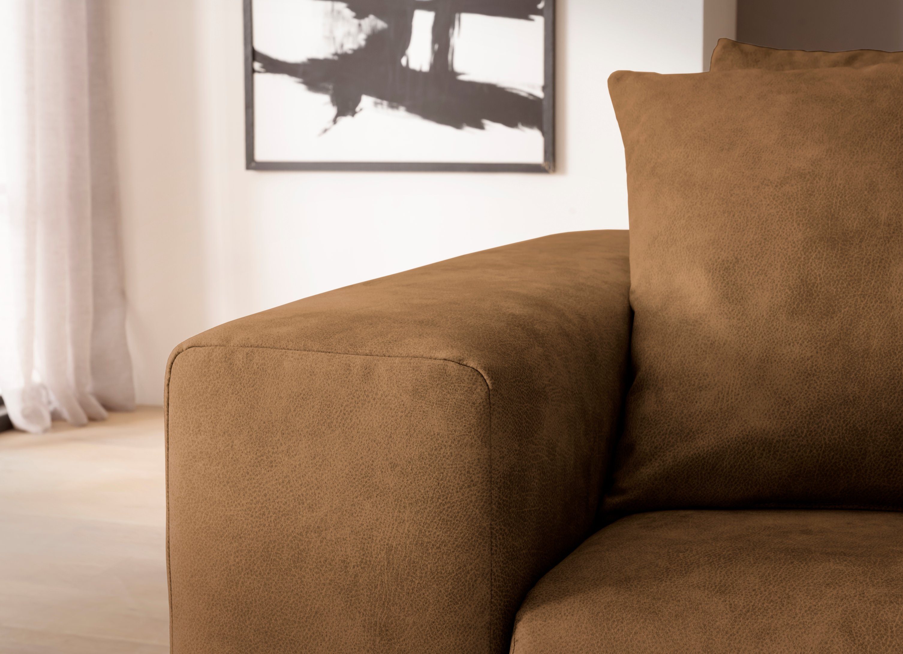 andas 3-zitsbank SLEETLAND XXL in fluweel of vintage lederlook