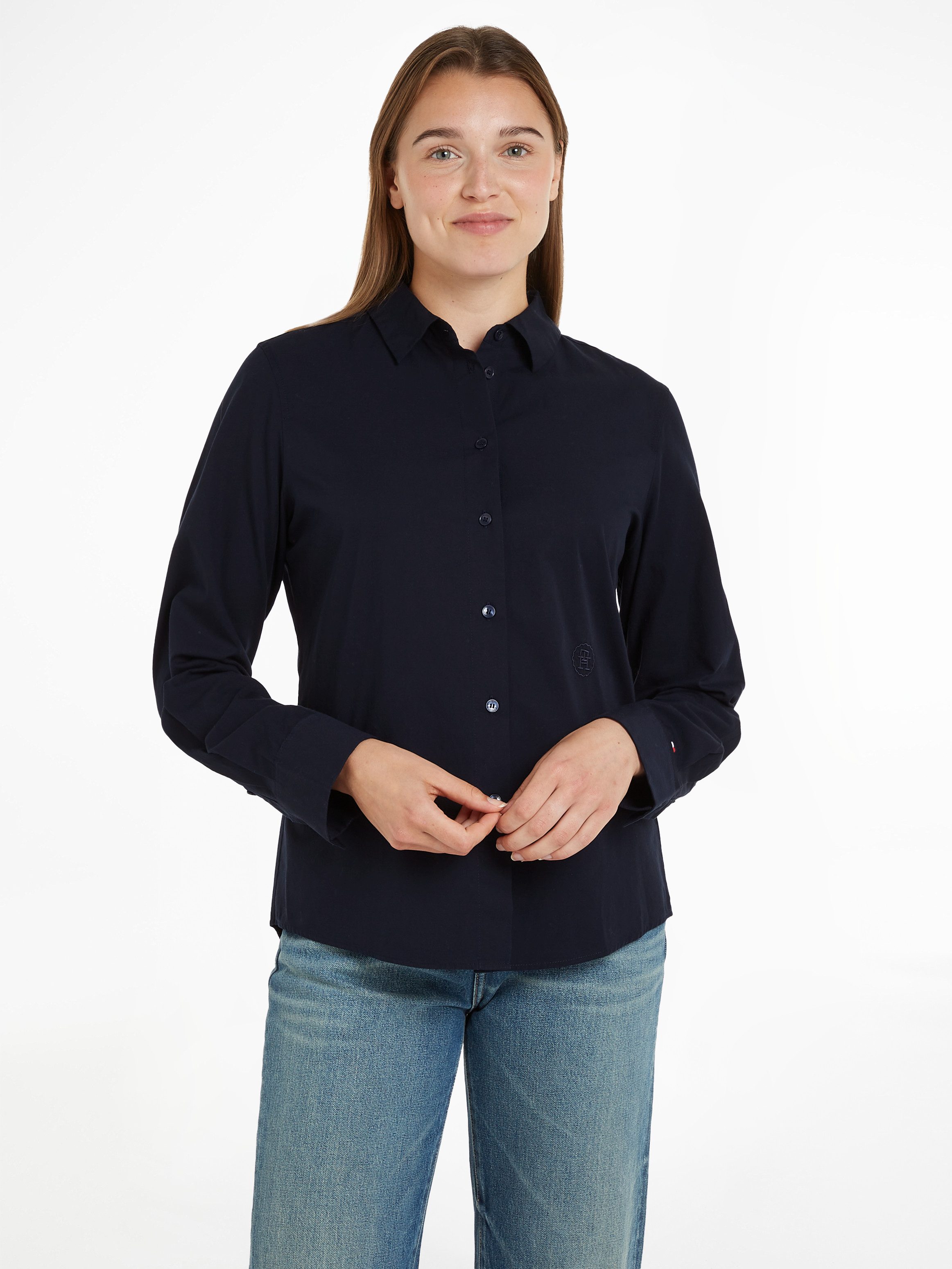 Tommy Hilfiger Overhemdblouse ESS POPLIN REGULAR SHIRT met popeline geborduurd logo