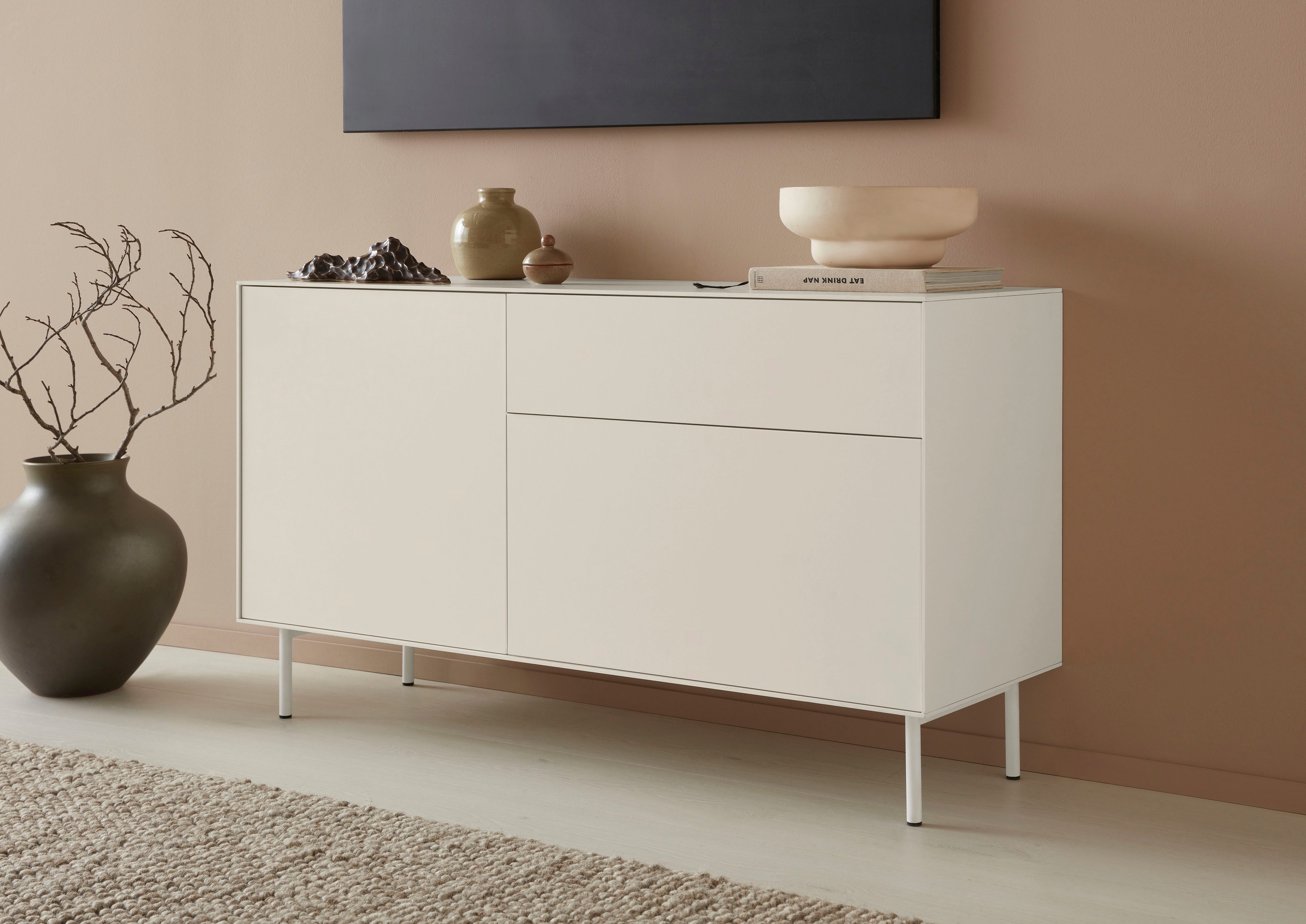 LeGer Home by Lena Gercke Tv-meubel Essentials Breedte: 127 cm, MDF gelakt, push-to-open-functie