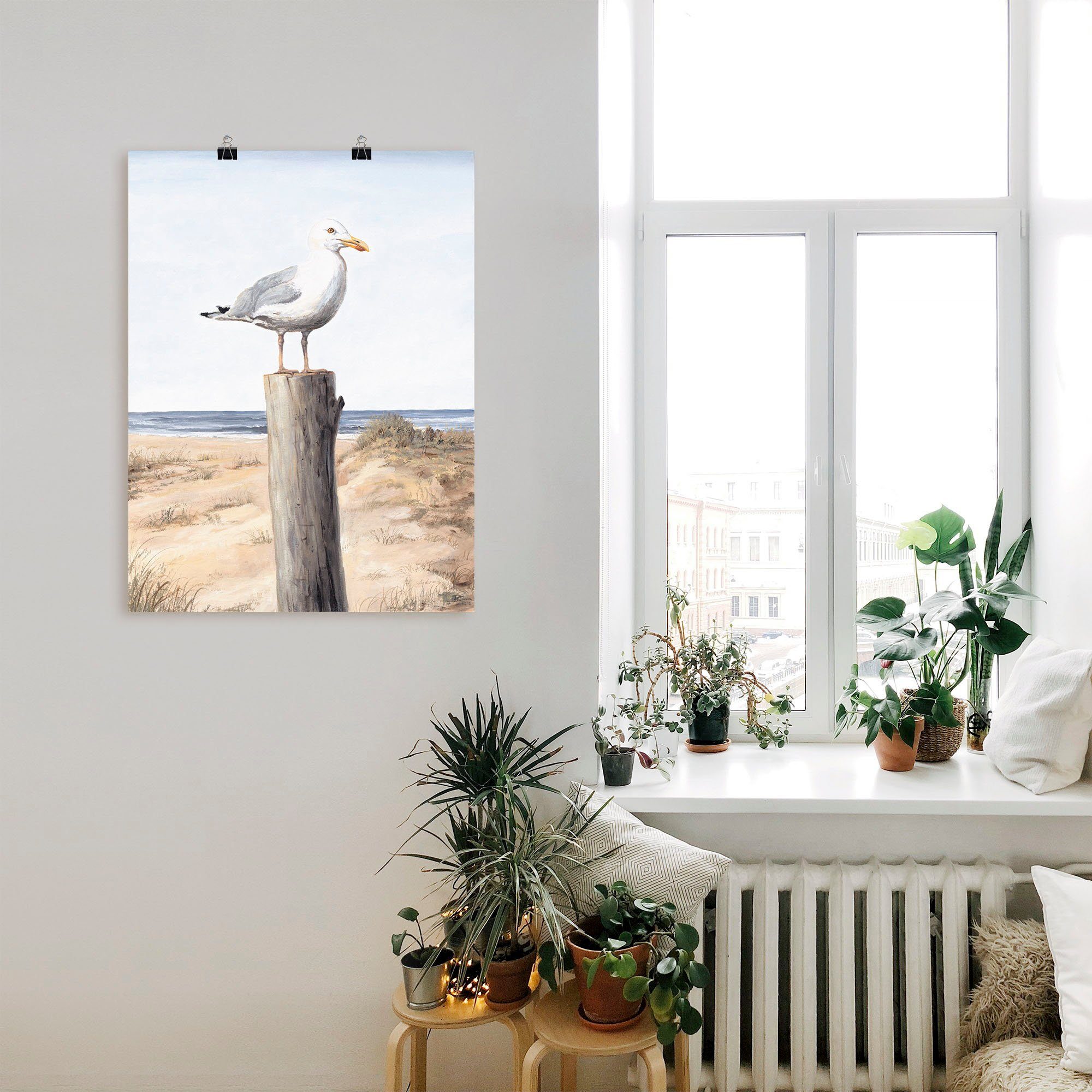 Artland Artprint Meeuw als artprint van aluminium, artprint voor buiten, artprint op linnen, poster, muursticker