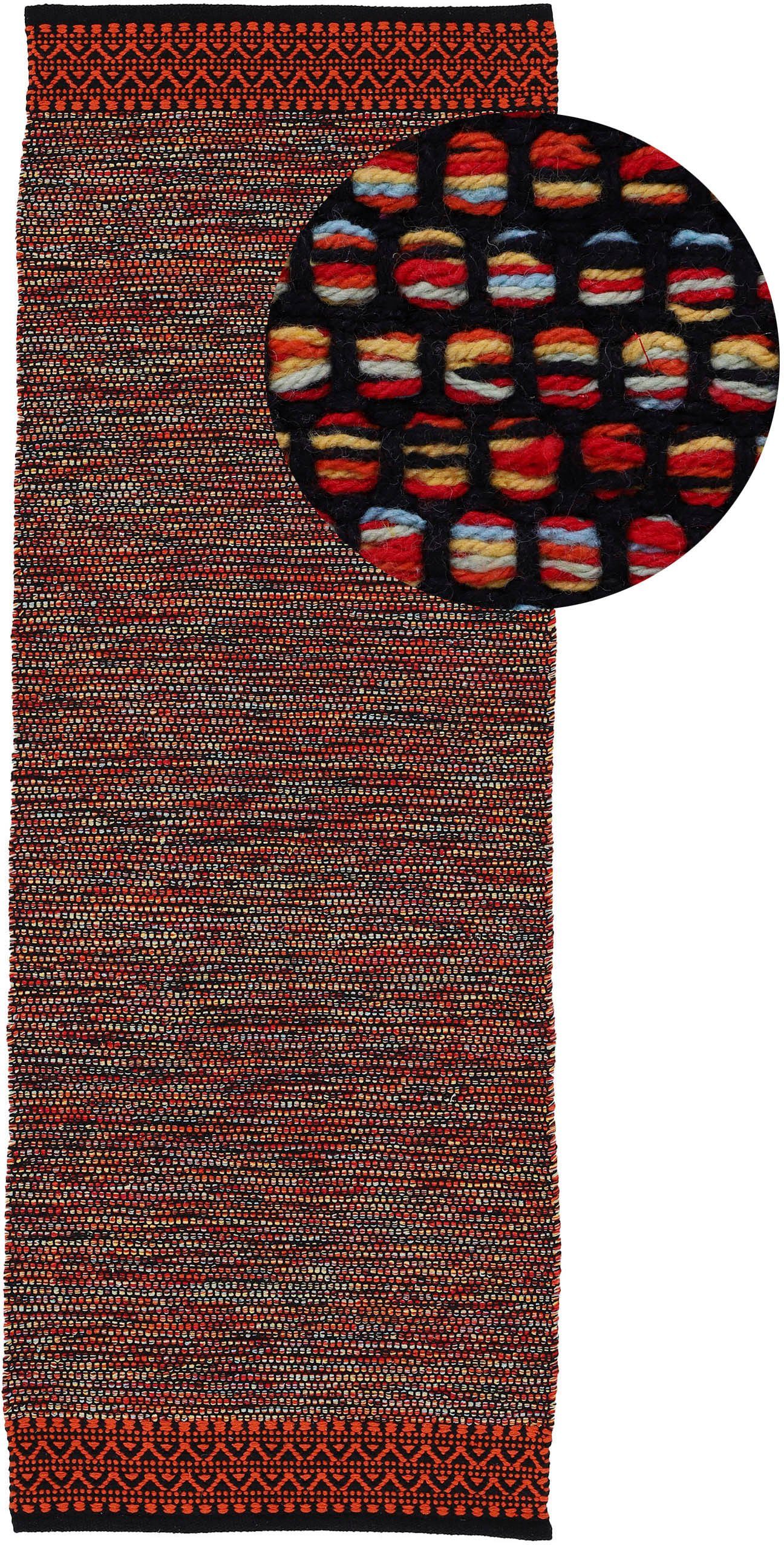 carpetfine Loper Kelim Mia Katoenen tweezijdig te gebruiken kleed lopers maat 80x400 cm oranje
