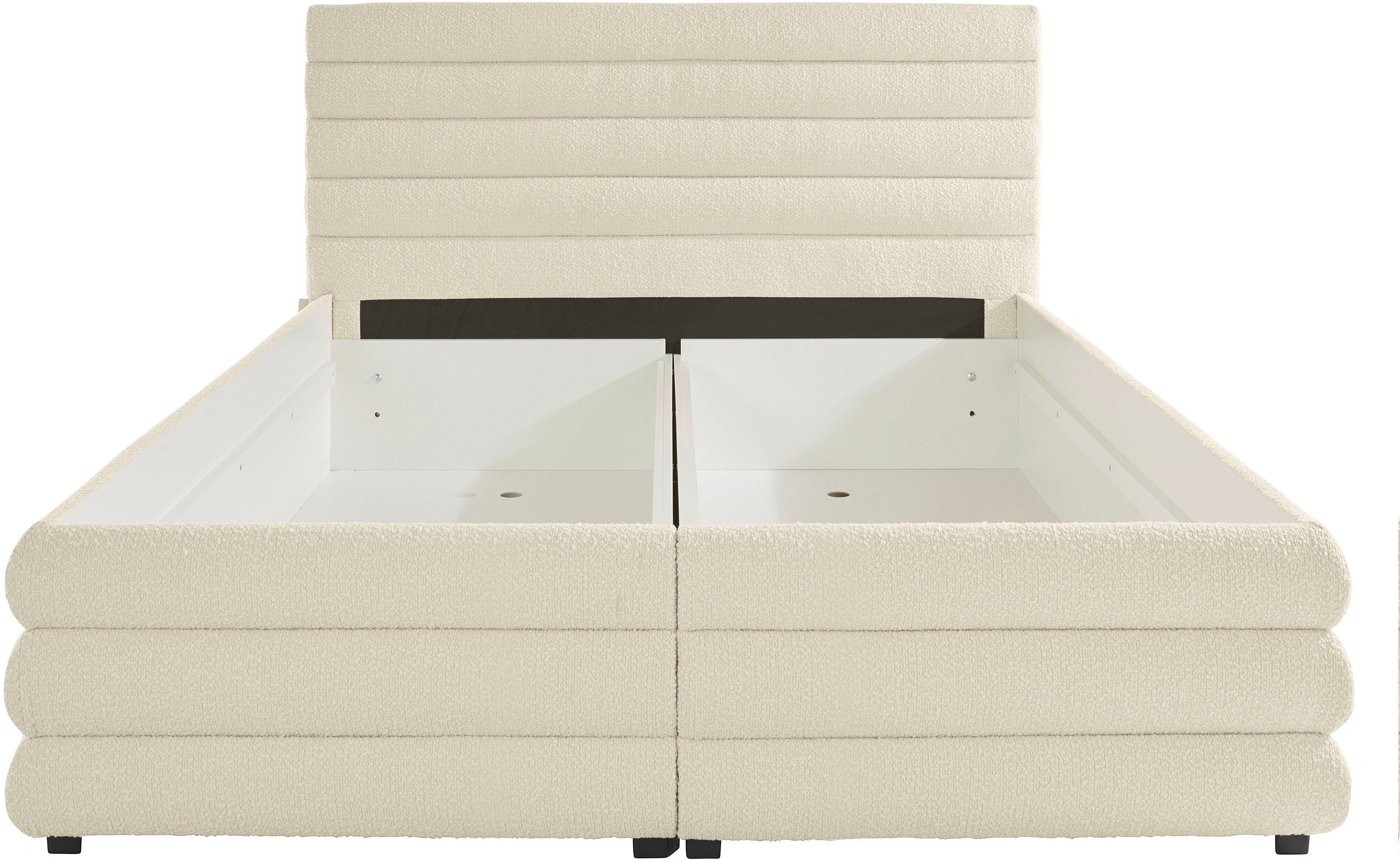 LeGer Home by Lena Gercke Gestoffeerd bed Maylis bouclé naar keuze met en zonder matras en lattenbodem, ook in 200 cm breedte