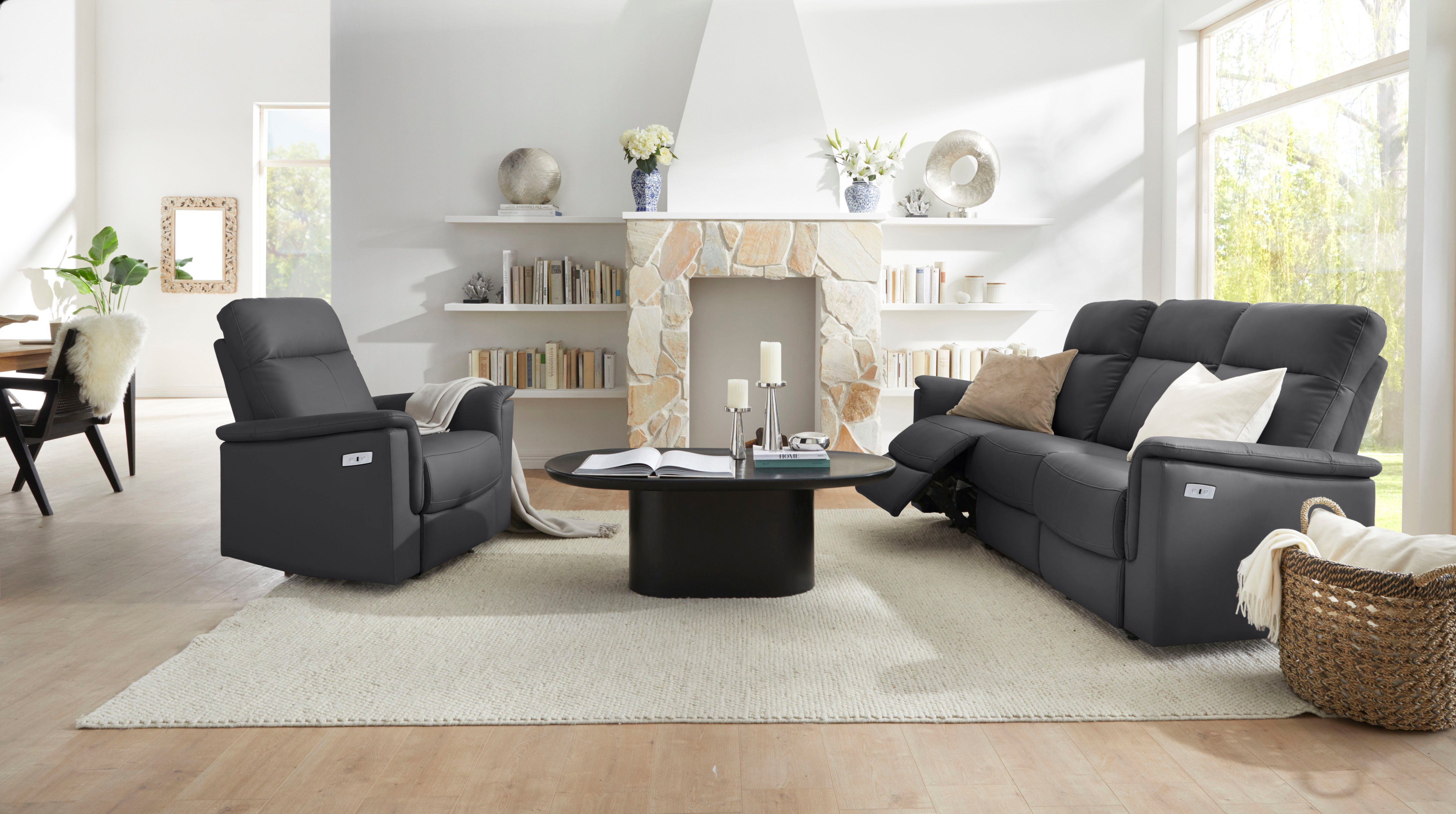 Home affaire 3-zitsbank Southbrook met handmatige en elektrische relaxfunctie
