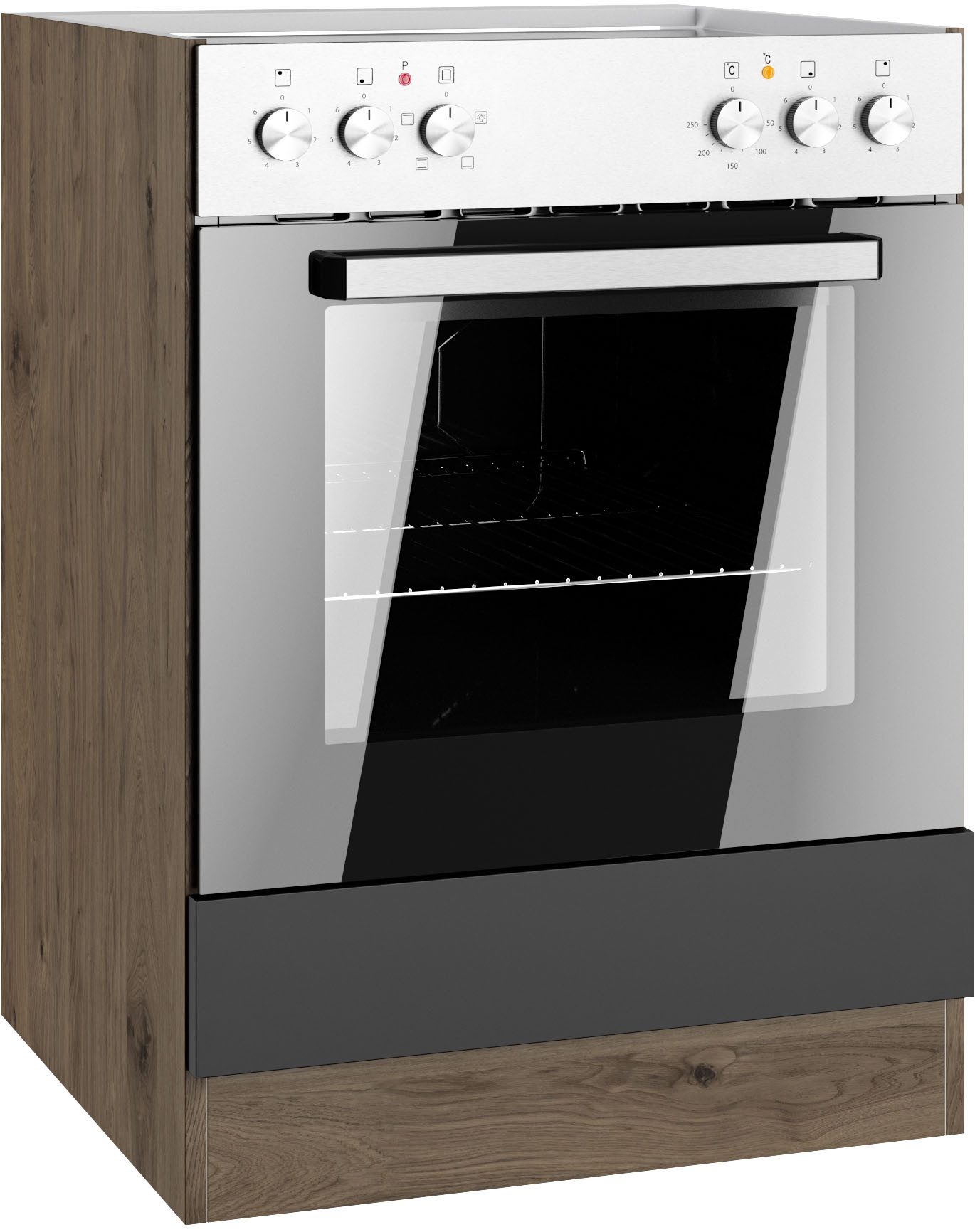 wiho Küchen Ombouwkast voor oven Elba Breedte 60 cm ombouwkasten zwart