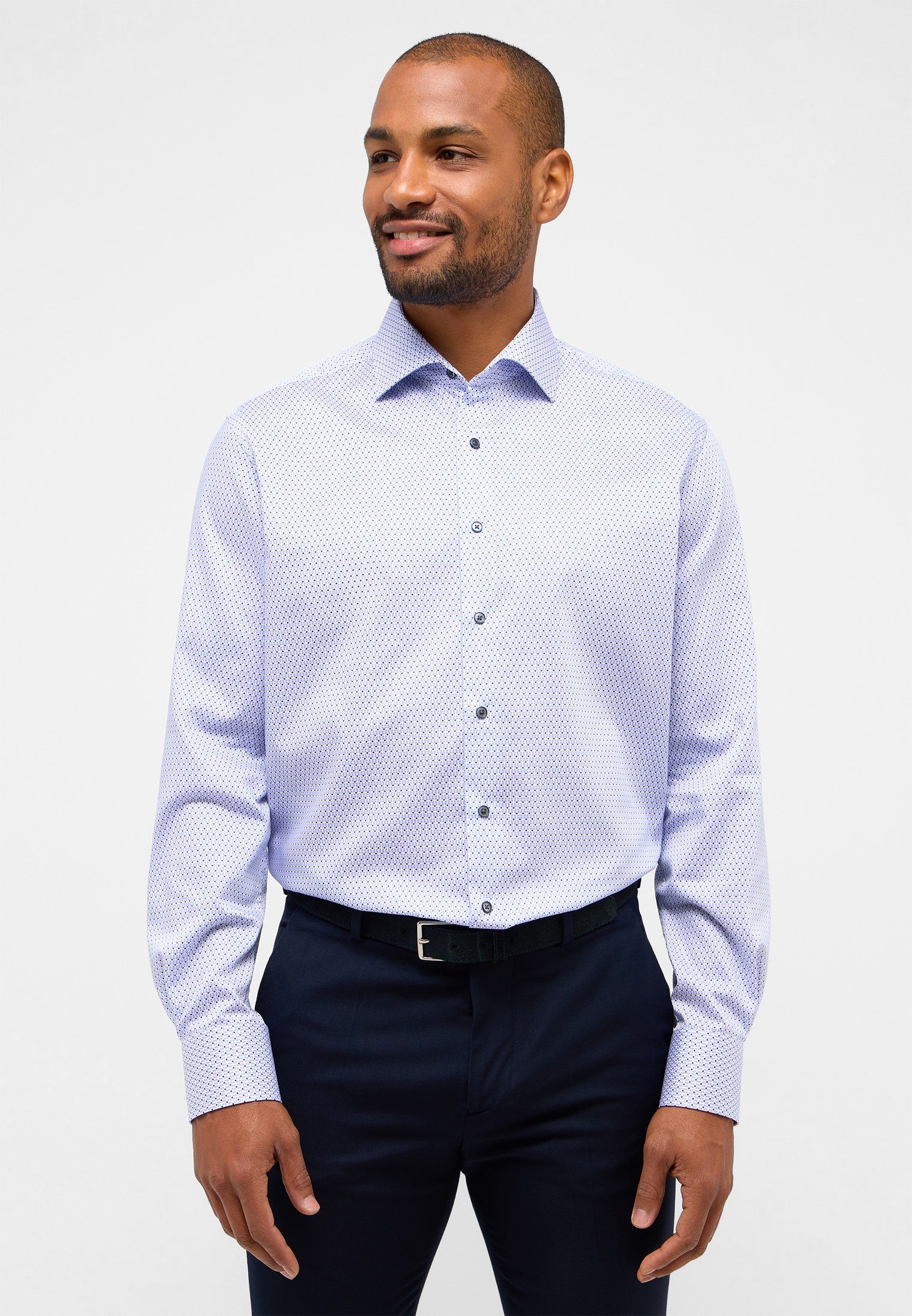 Eterna Modern fit zakelijk overhemd met all-over motief model 'Kent'