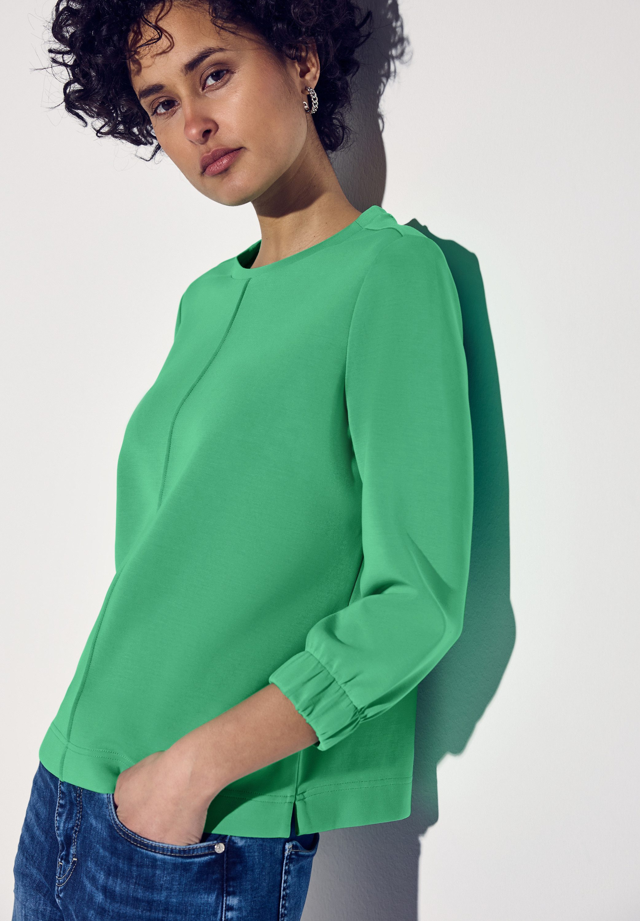 STREET ONE Sweater met 3/4-mouwen met elastische manchetten