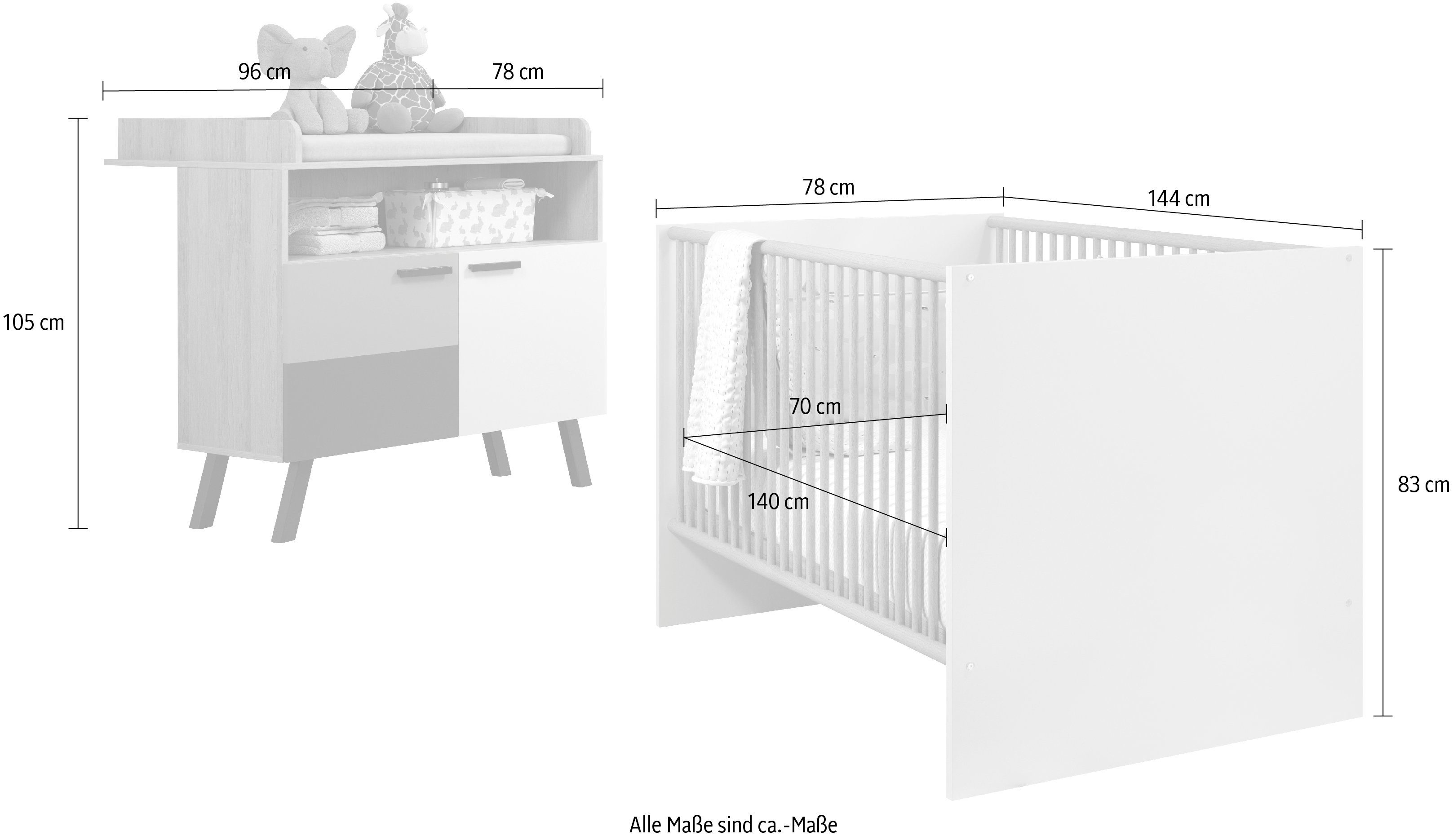 trendteam Babymeubelset Mats neutraal ontwerp (2-delig)