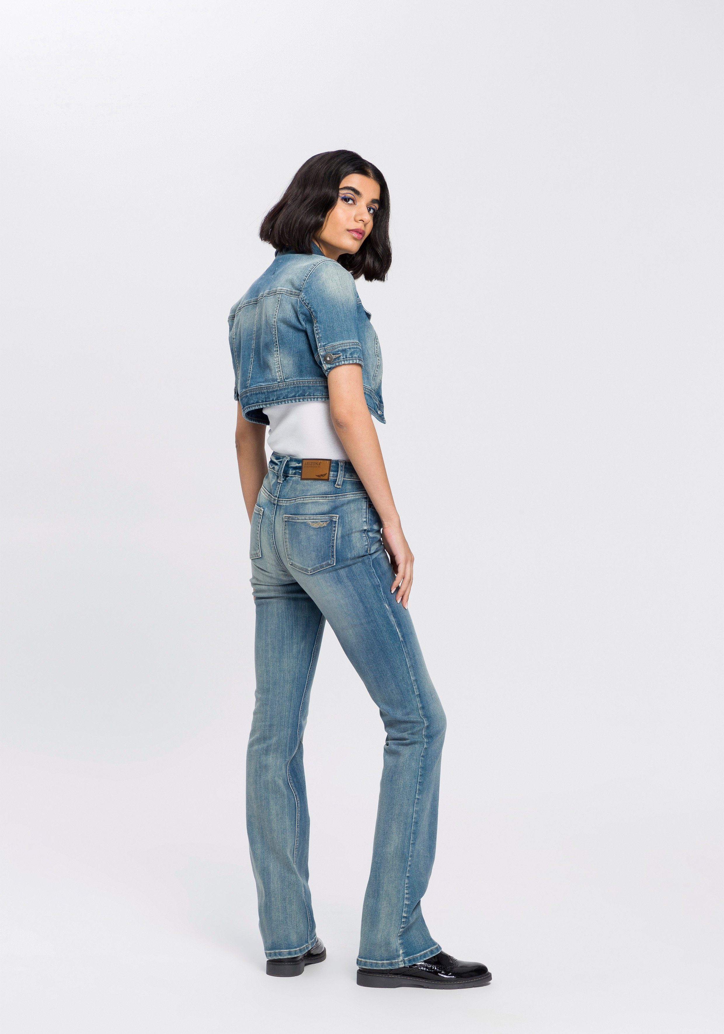 Arizona Bootcut jeans Baby Bootcut licht uitlopende broekspijpen, hoge taille