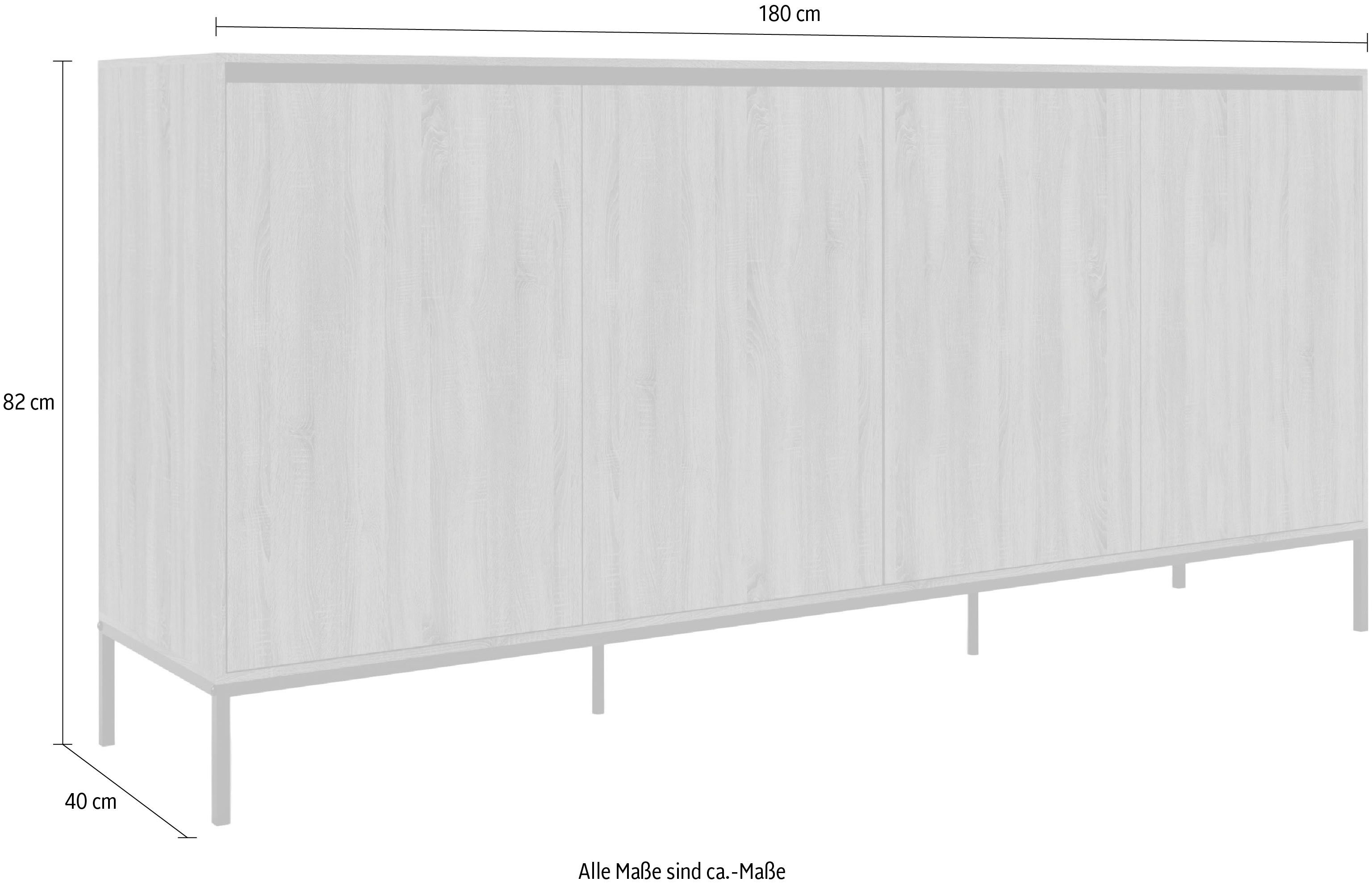 INOSIGN Dressoir Bari Commode met 4 deuren en 2 vaste inlegplanken, breedte 175 cm