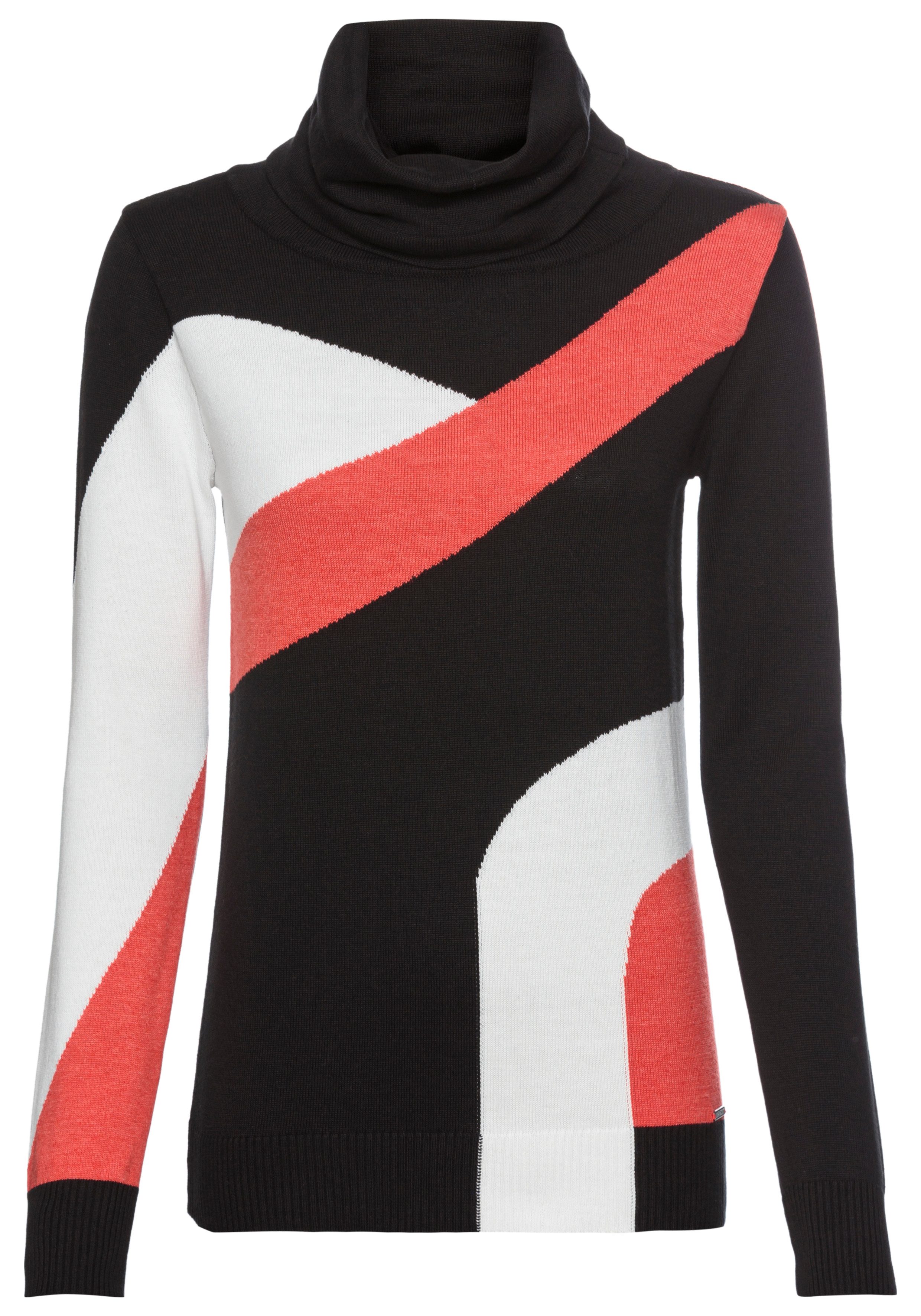 Laura Scott Trui met sjaalkraag colourblocking-stijl