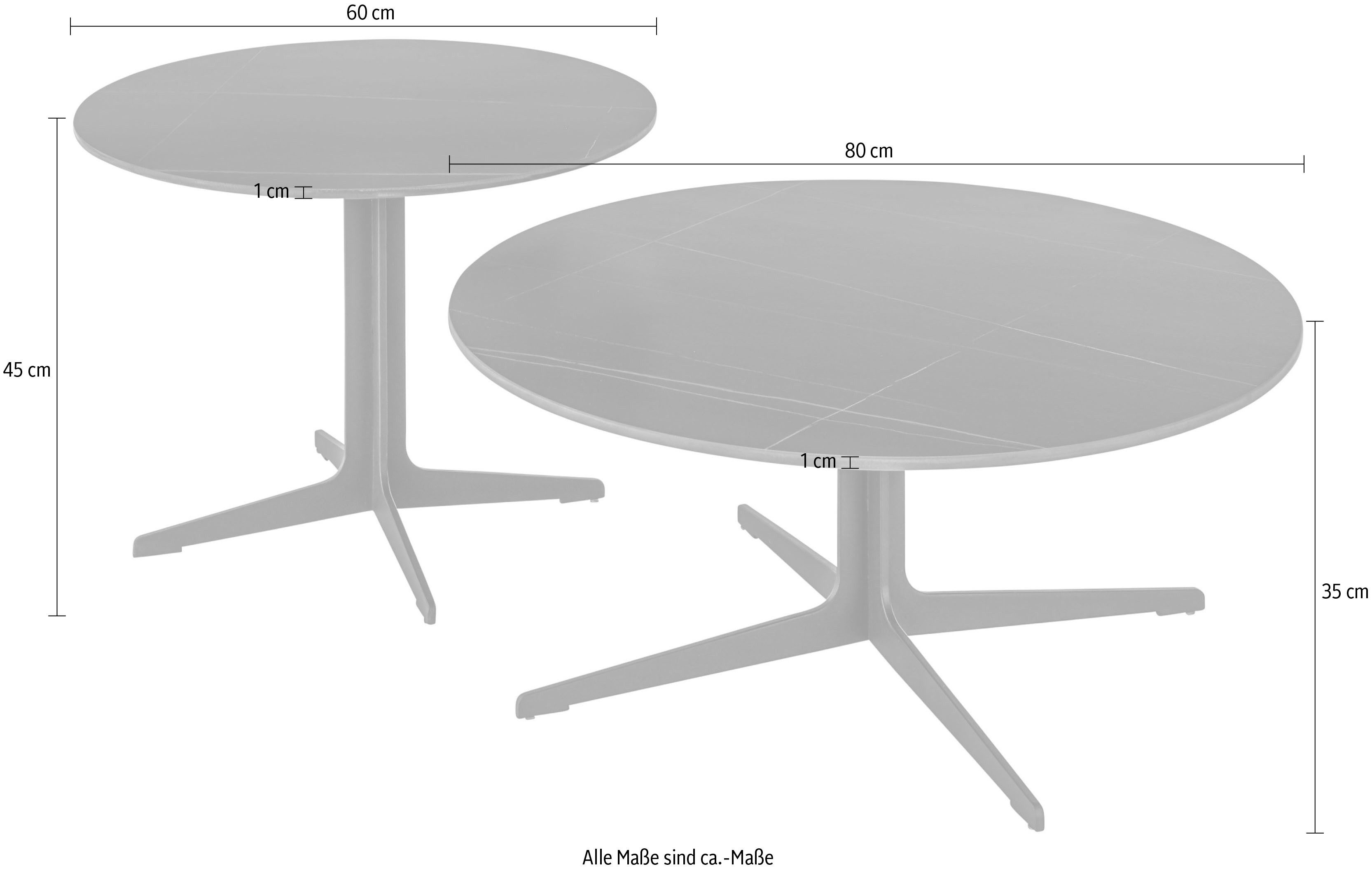 Stolkom Salontafel LENA rond zwart keramiek, tafel met zwart onderstel