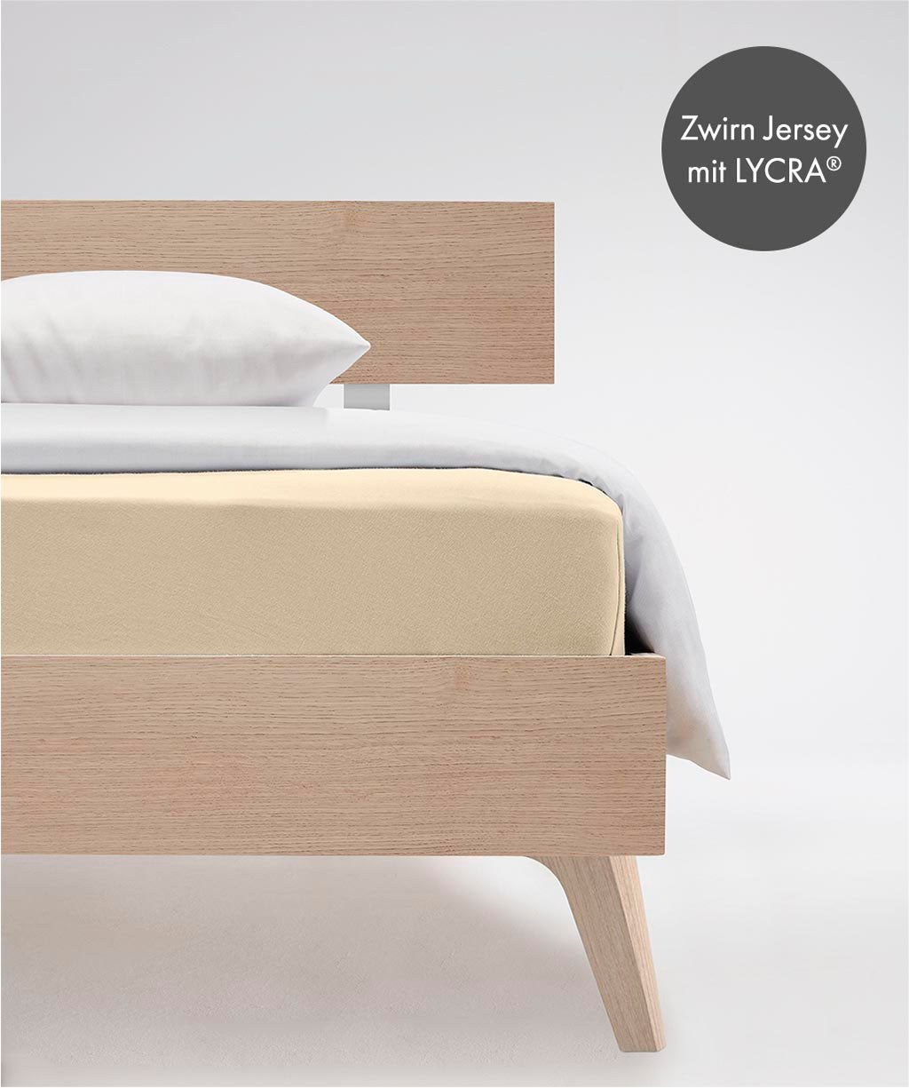 fleuresse Hoeslaken Comfort duurzaam & kreukvrij, perfecte pasvorm door power-stretch (1 stuk) hoeslakens maat 180 cm x 200-220 cm beige