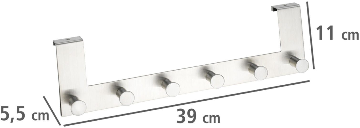 WENKO Deurhaak Model Celano Deurgarderobe, haaklijst met 6 haken, voor een deurprofiel van 2 cm