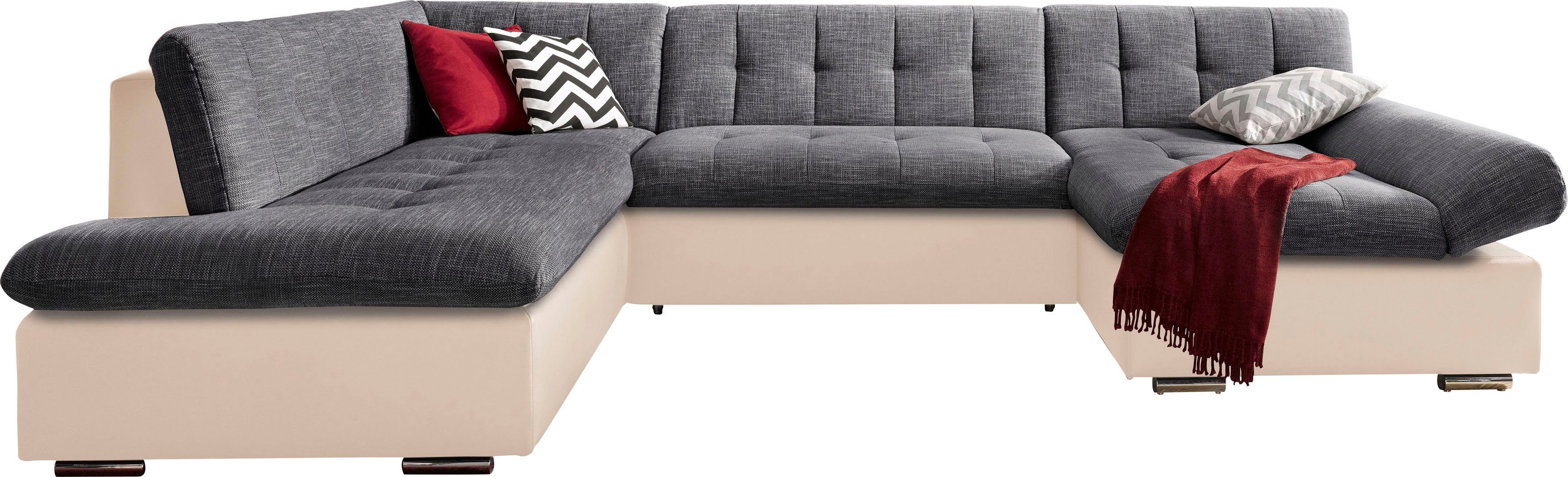 TRENDMANUFAKTUR Zithoek Reggae modern en comfortabel, actuele materiaalcombinatie, U-vorm