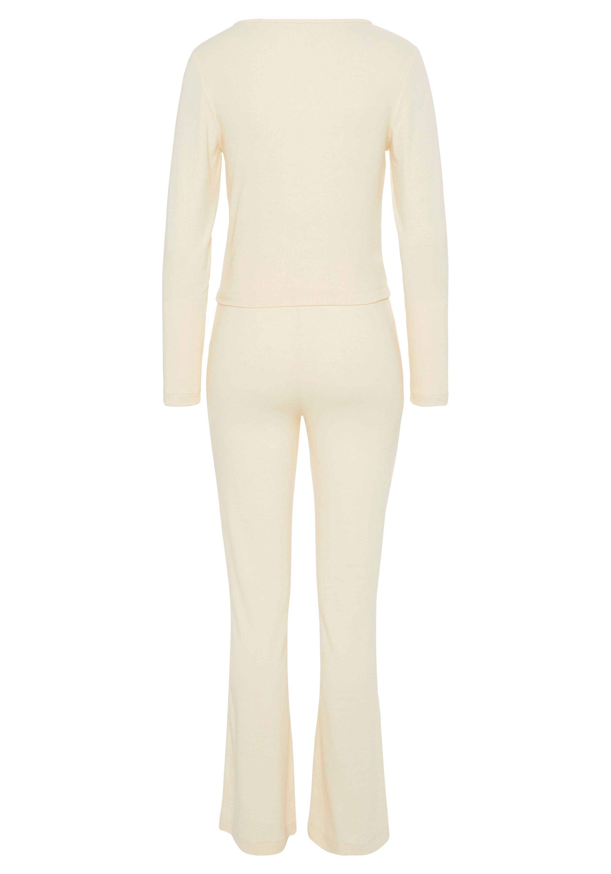 Lascana Pyjama uit mooi ribmateriaal (set, 2-delig)