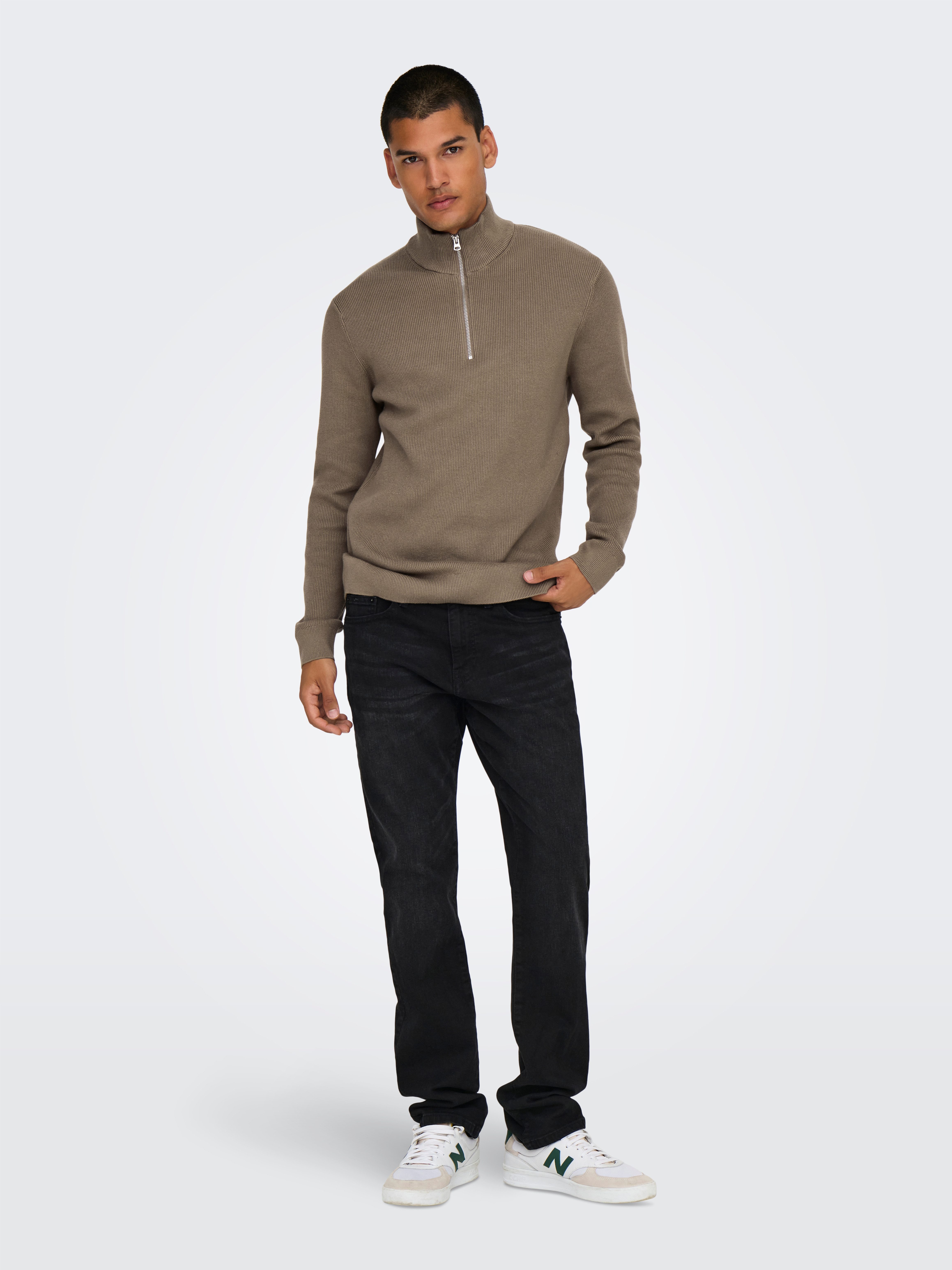 ONLY & SONS Gebreide trui ONSPHIL REG 12 STRUC HALF ZIP KNIT NOOS