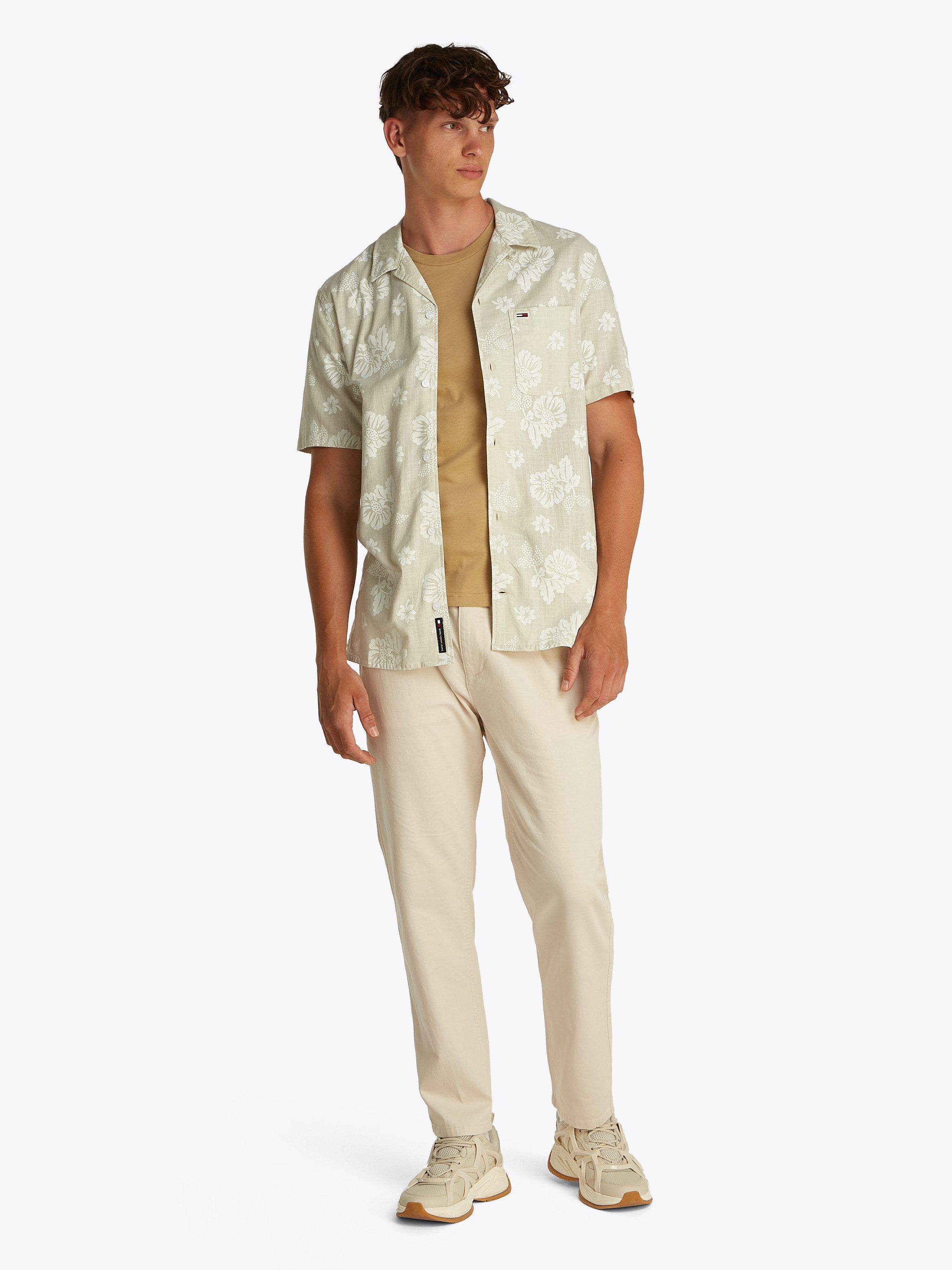 TOMMY JEANS Overhemd met korte mouwen TJM REG SLUB AOP SS SHIRT EXT