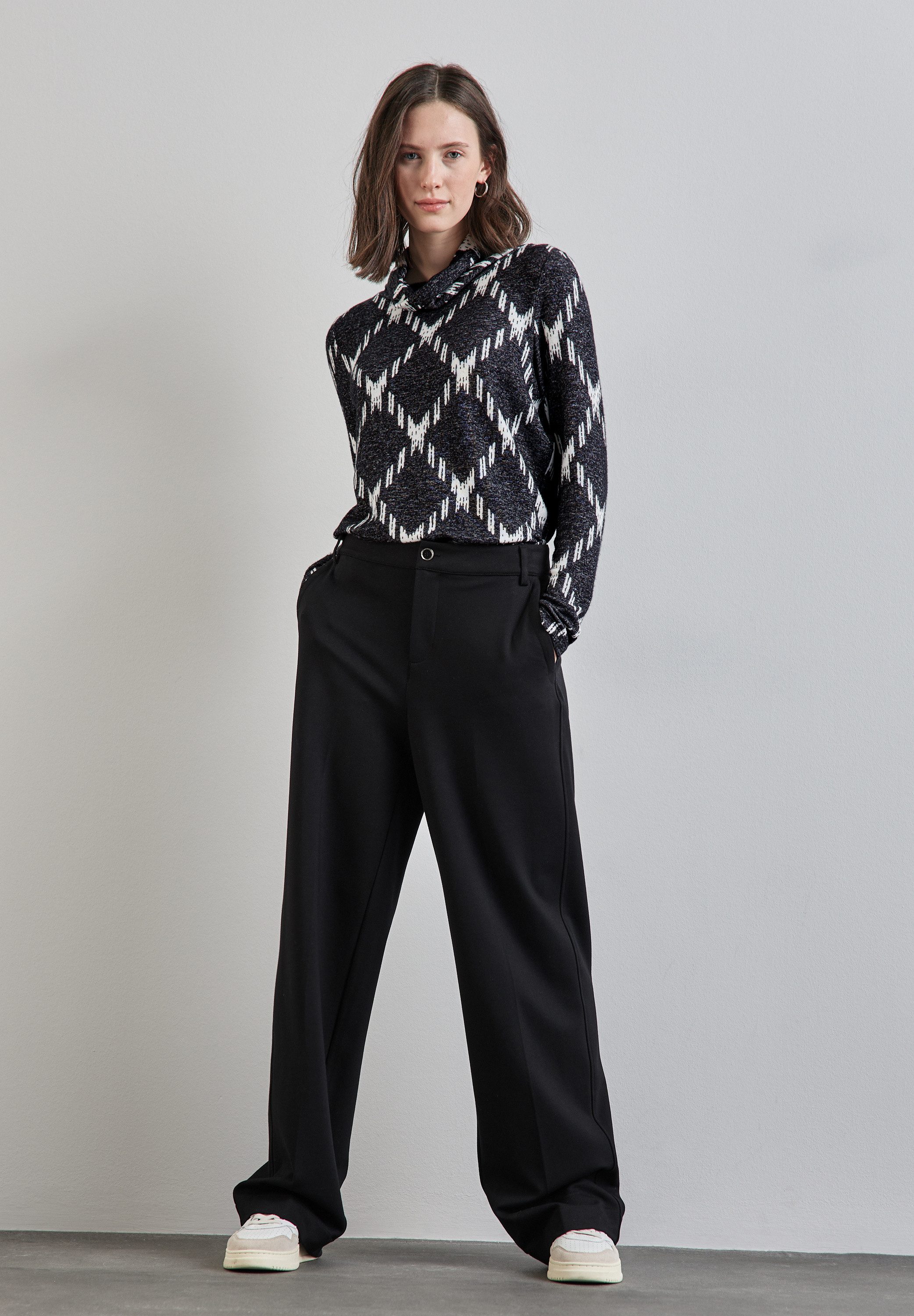 STREET ONE Shirt met lange mouwen met col