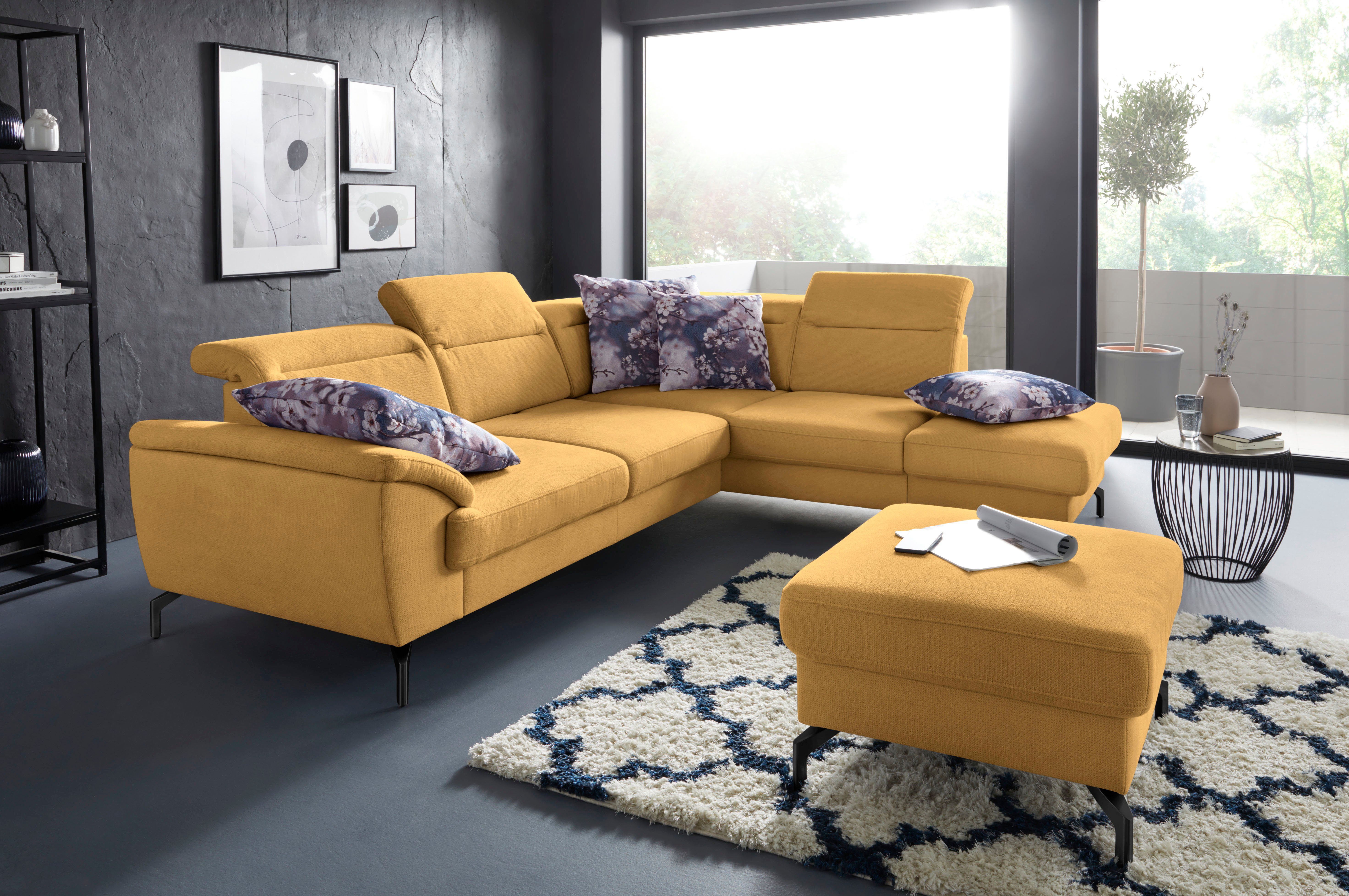 sit&more Hoekbank Percy L-vorm 15 cm poothoogte, zitdiepteverstelling, naar keuze in 2 pootkleuren