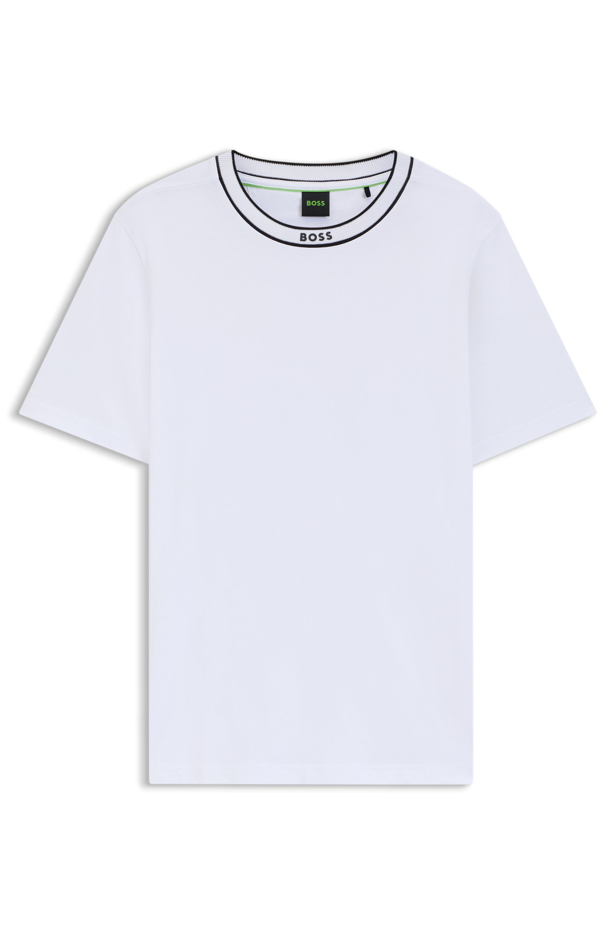 BOSS GREEN T-shirt Thee met streepdetail bij de hals