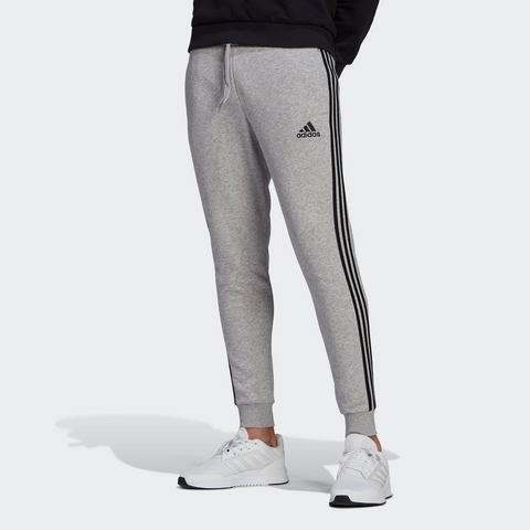 adidas Essentials 3-stripes fleece joggingbroek grijs heren Heren