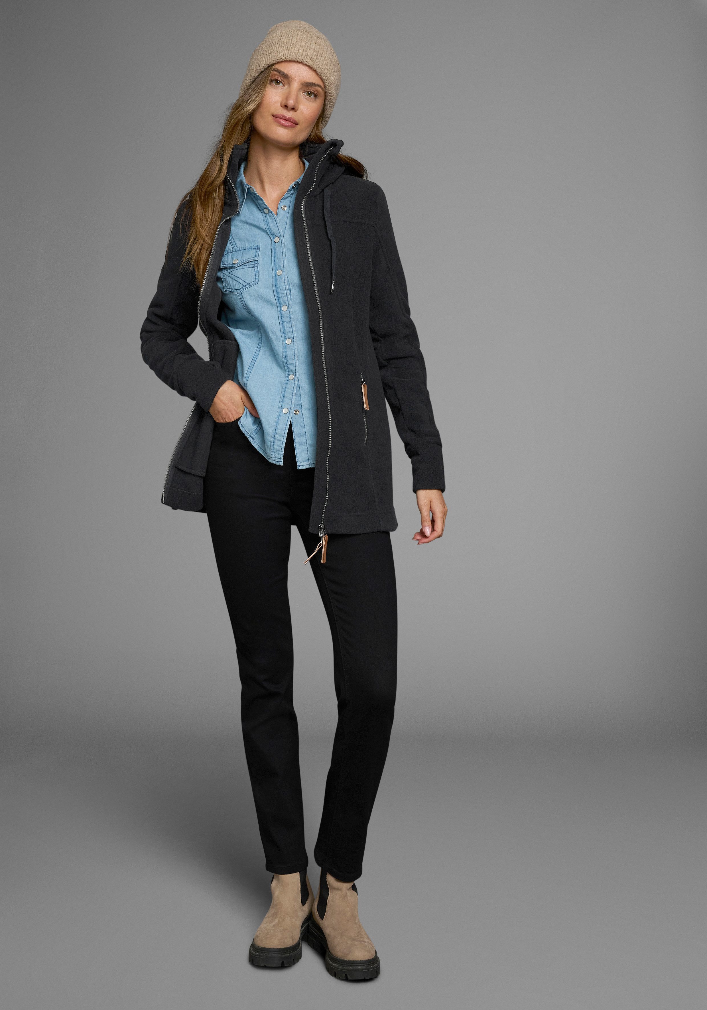 Polarino Fleecejack van fleece, ademend, sneldrogend
